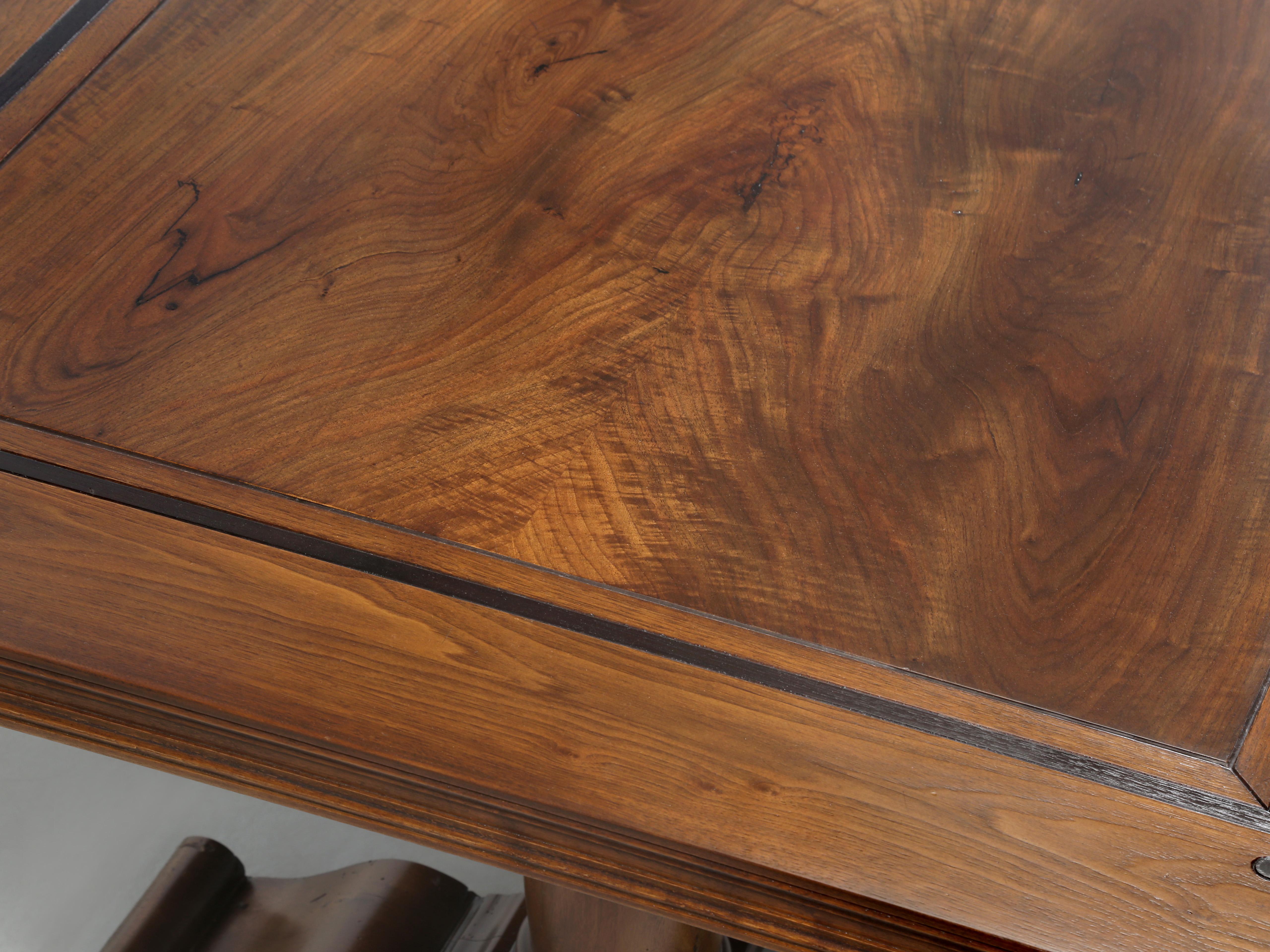 French Inspired Figured Walnut Custom Hand-Made USA Dining Table Any Dimension For Sale 1