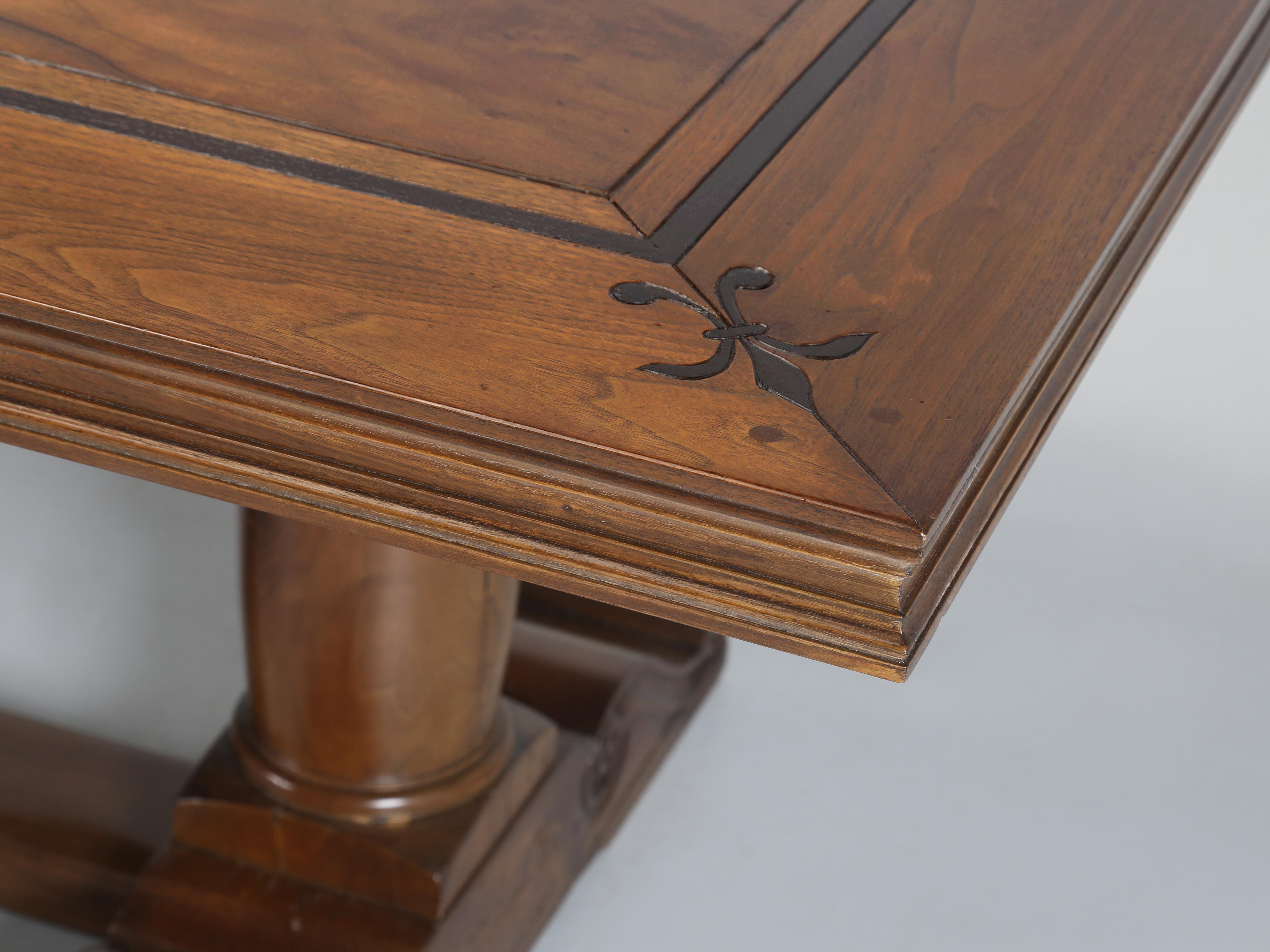 French Inspired Figured Walnut Custom Hand-Made USA Dining Table Any Dimension For Sale 2
