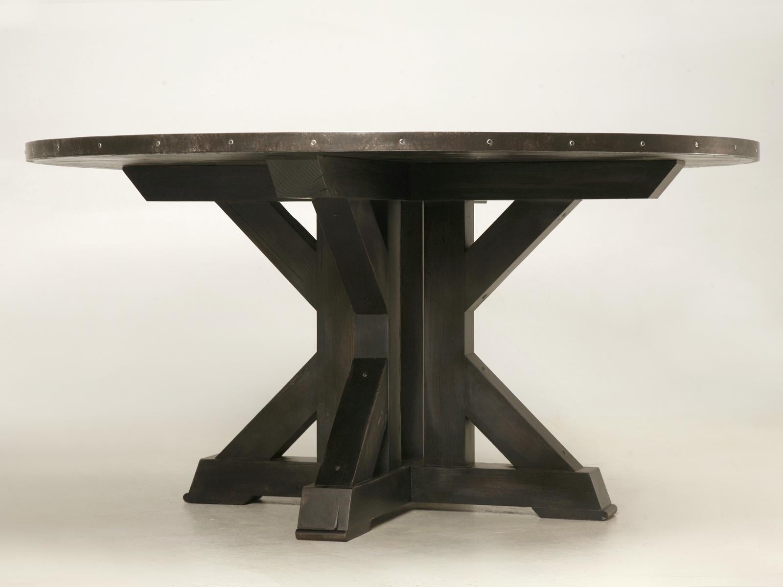 Bois Table de salle à manger en zinc d'inspiration française fabriquée à la main Disponible dans n'importe quelle dimension ou finition en vente