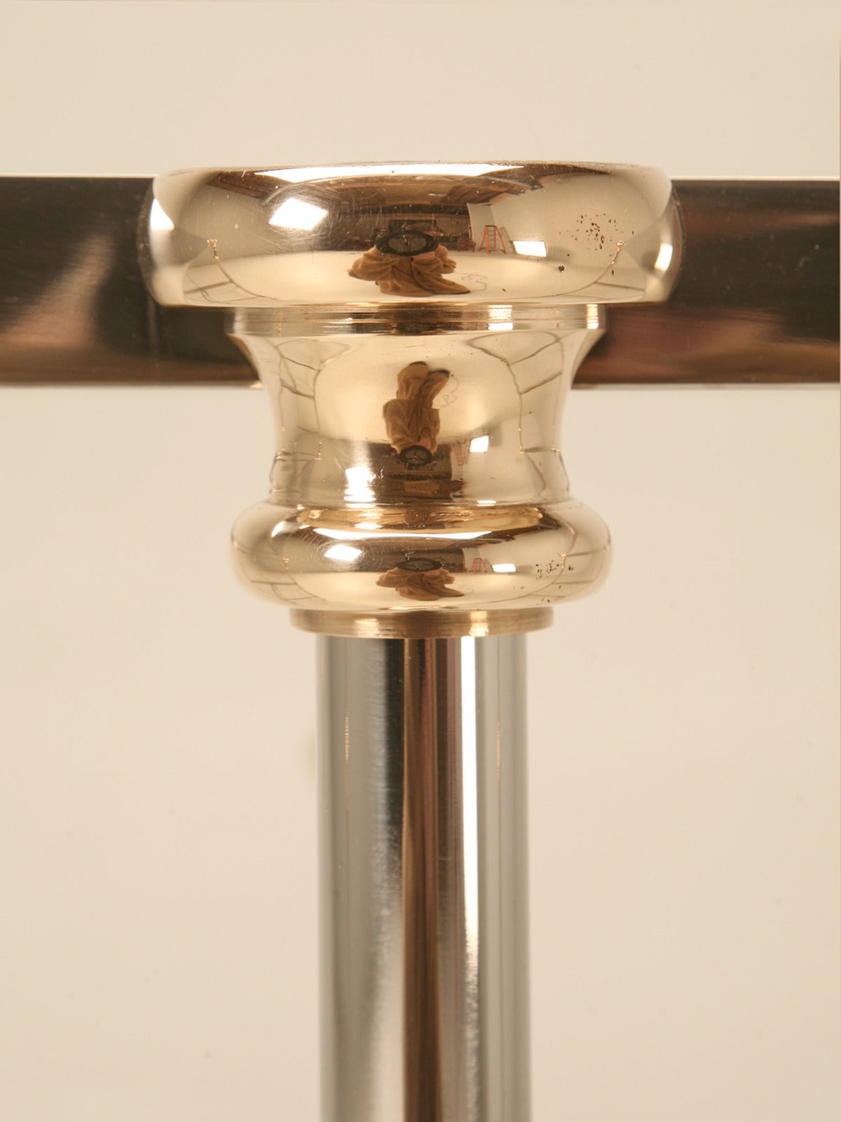 American French Inspired Kitchen Island Frame, Stainless and Brass Available in Any Size