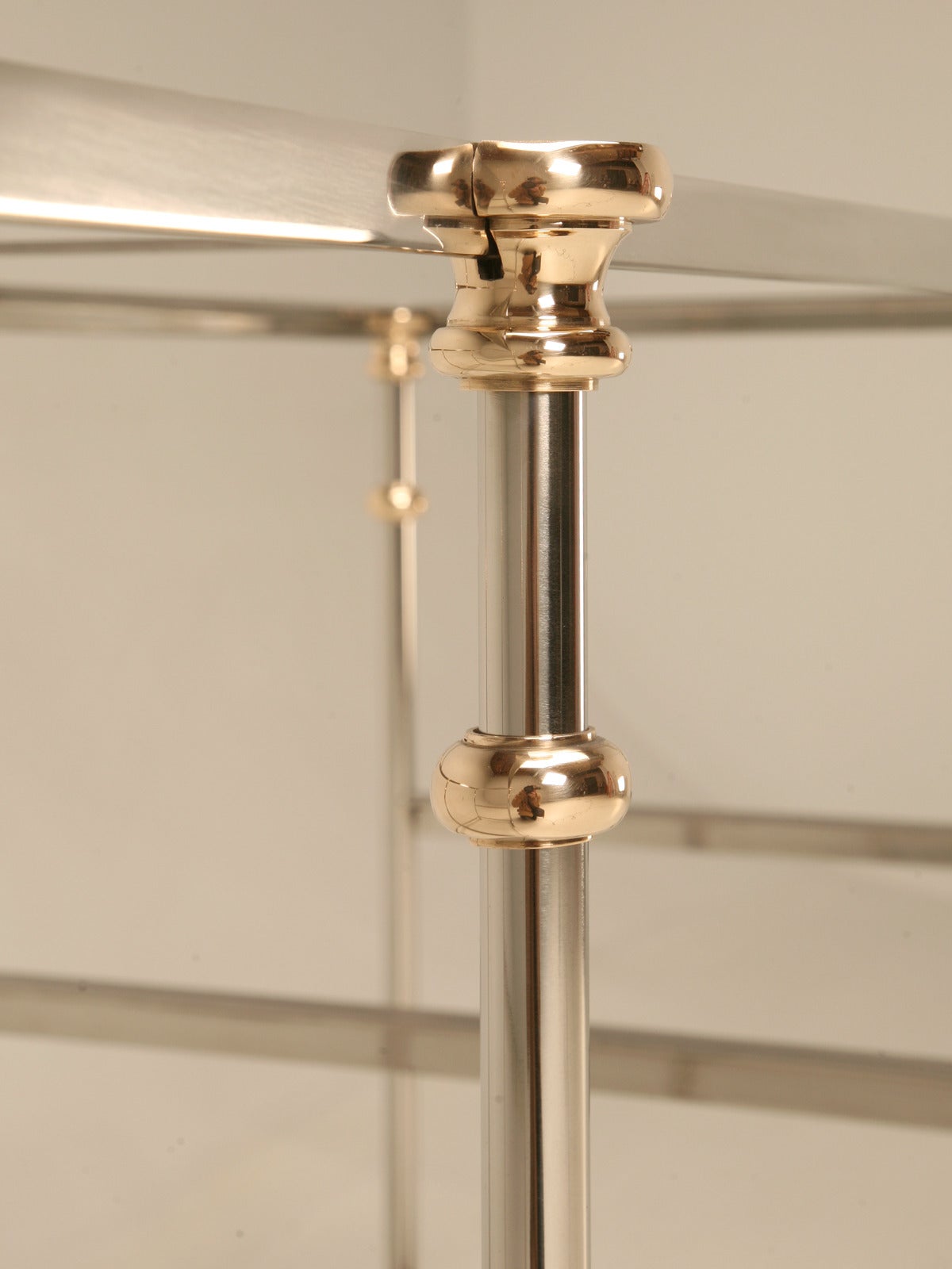 Hand-Crafted French Inspired Kitchen Island Frame, Stainless and Brass Available in Any Size For Sale
