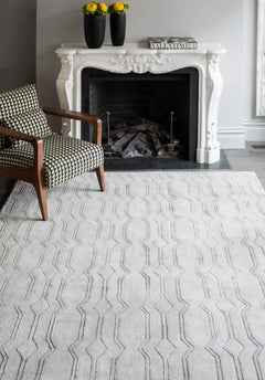 French Inspired Lorraine Rug Hand Knotted with Bamboo Silk and New Zealand Wool