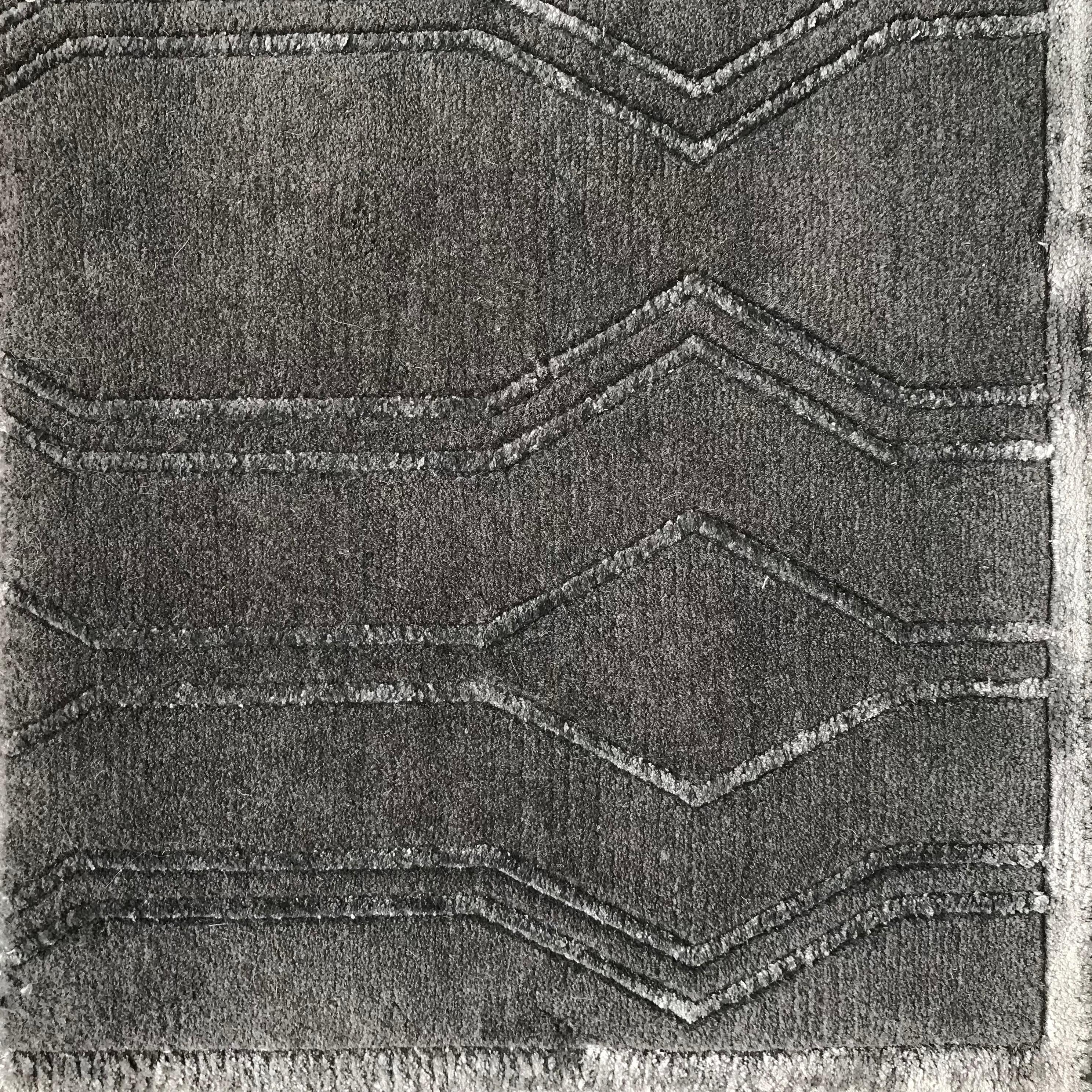 Hand-Knotted French Inspired Lorraine Rug Hand Knotted with Bamboo Silk and New Zealand Wool For Sale