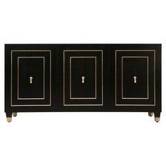 Buffet en acajou ébénisé d'inspiration française de style Louis XVI avec garniture en bronze massif
