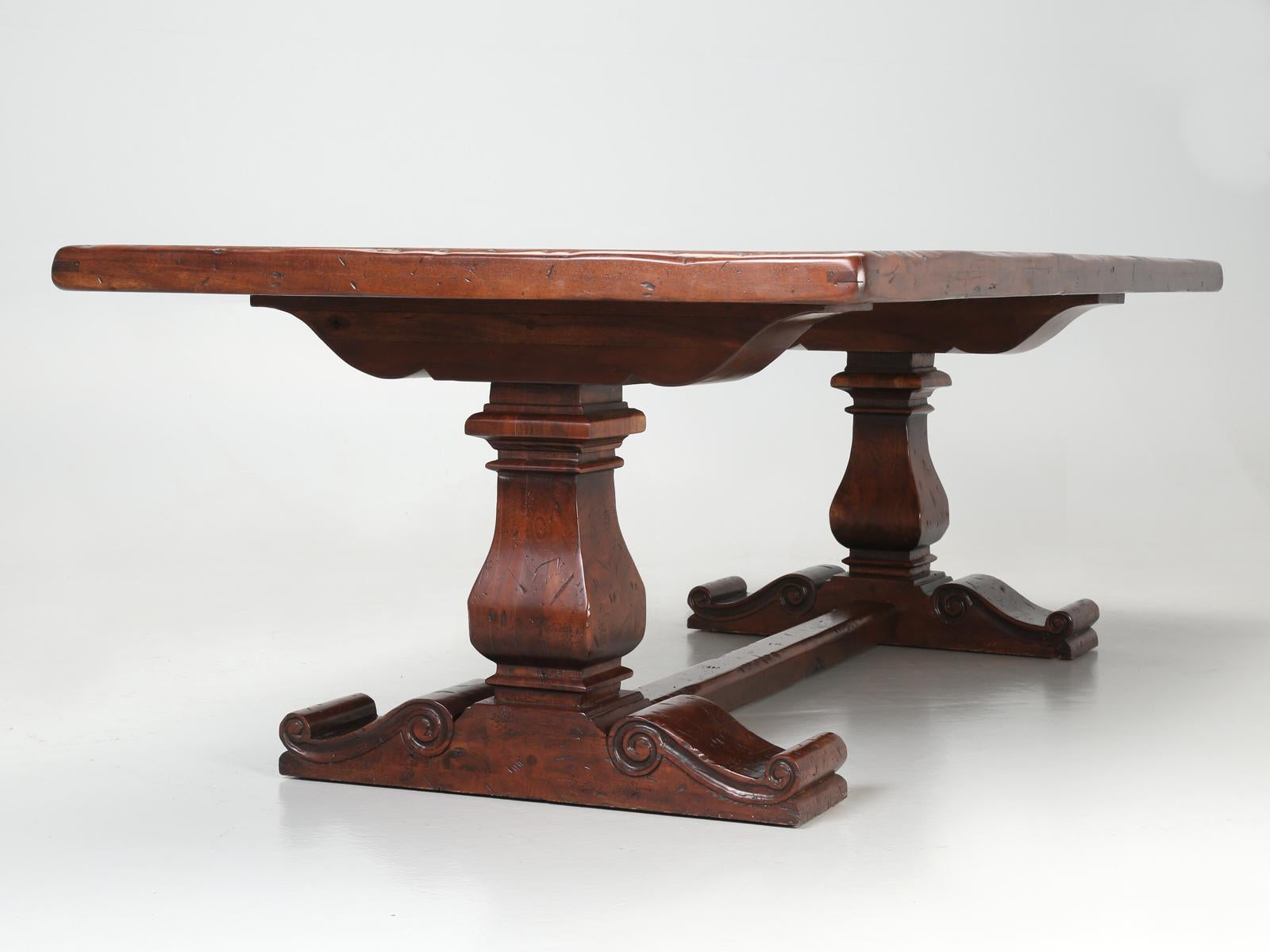 French Inspired Trestle Dining Table Constructed in a Heavy and Thick Hardwood 8