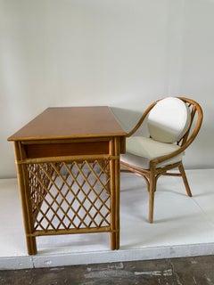 French Inspired Vintage Bamboo Desk and Chair
