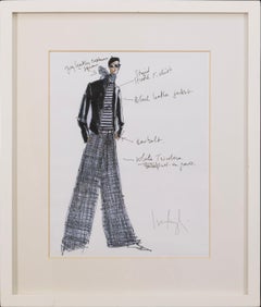 Französisch inspirierte Vintage Mode Illustration Farbe Marker & Tinte Skizze auf Papier