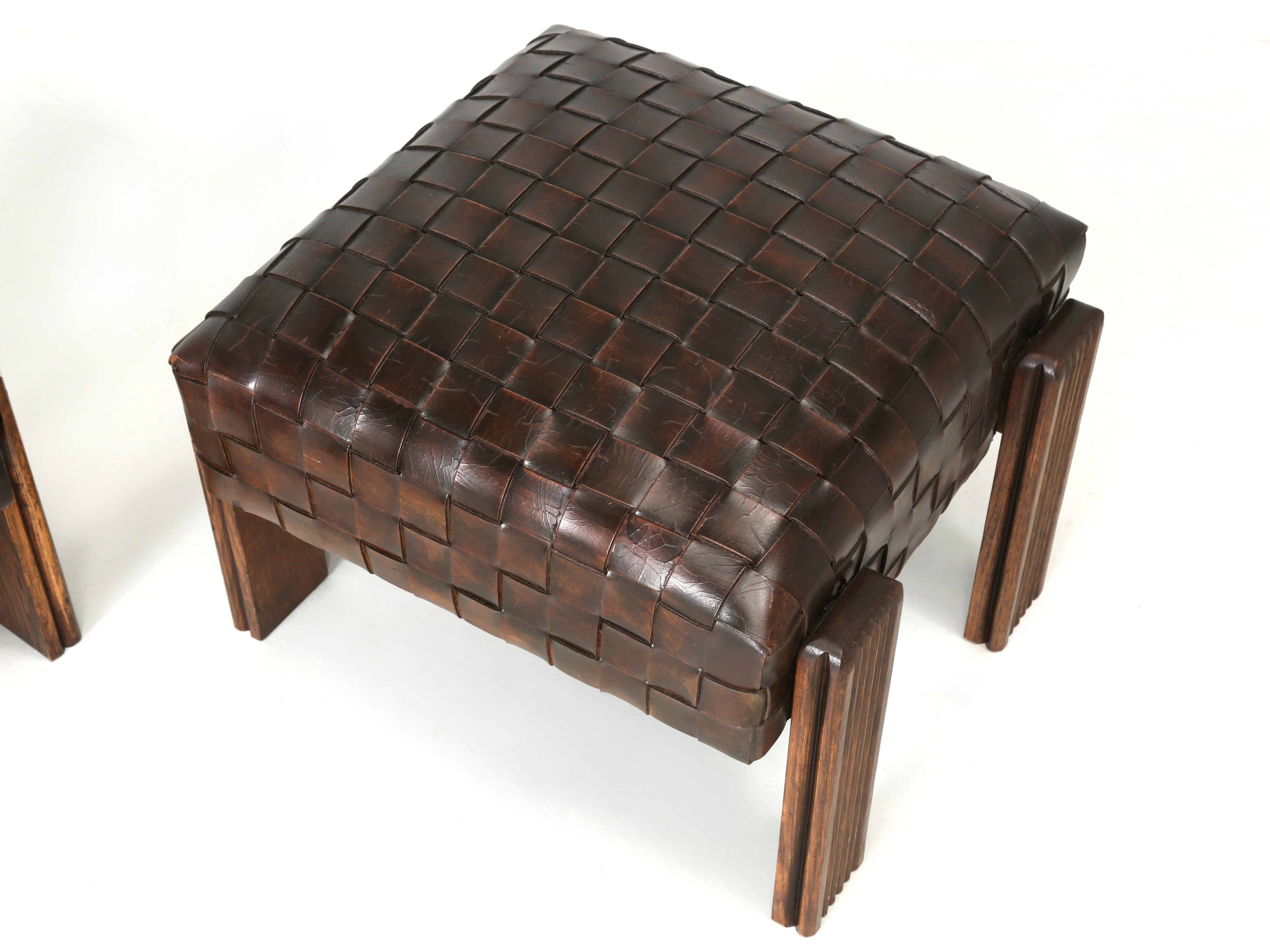 woven leather cube ottoman