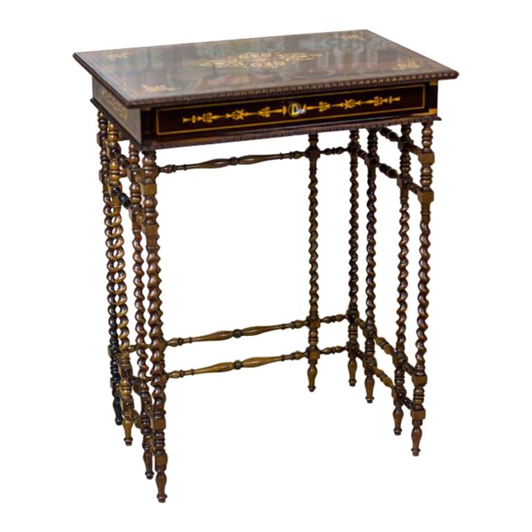 French Intarsiated Table from the 19th Century