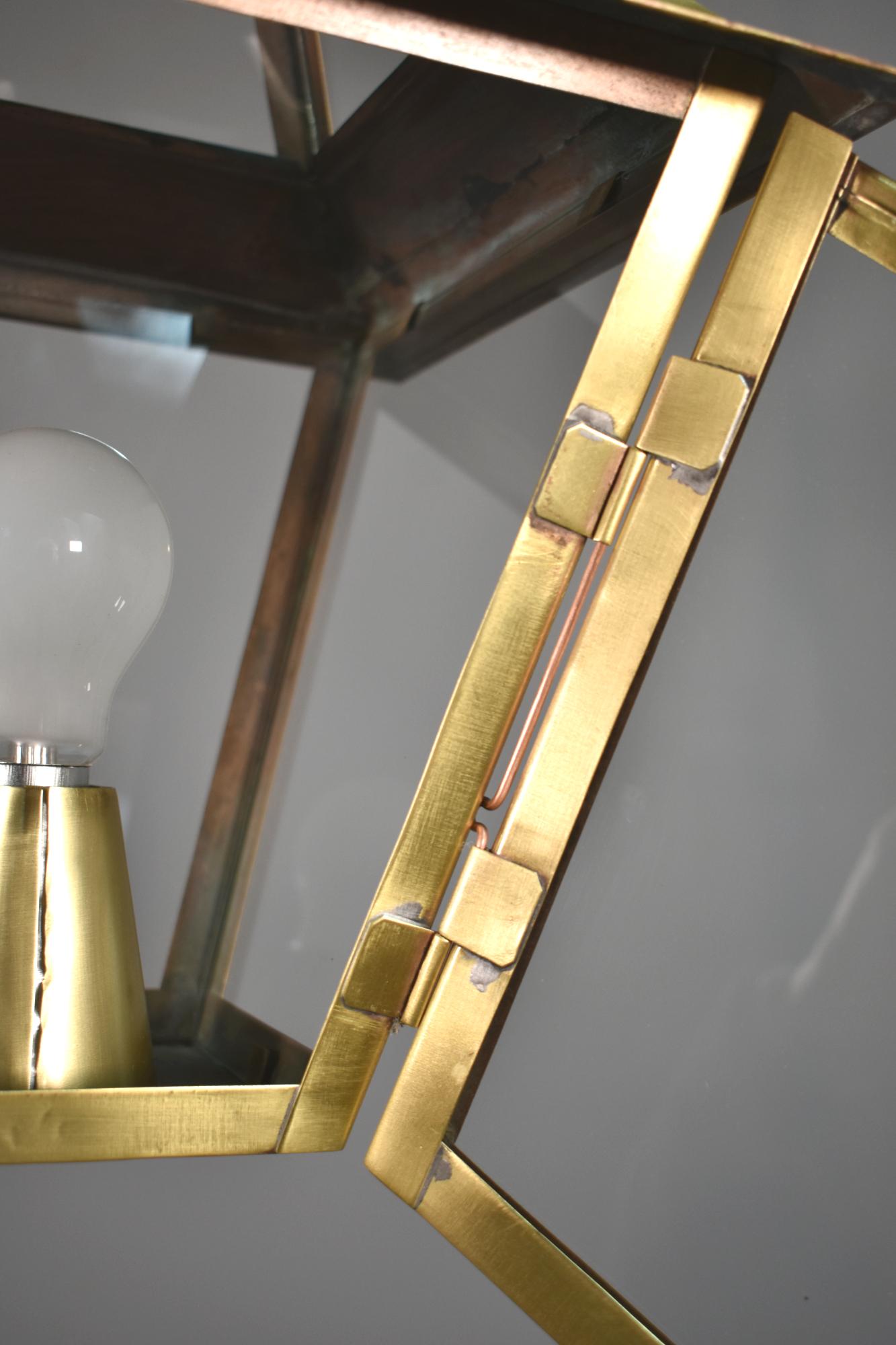 French Interior Brass Lantern Mansard Style For Sale 5