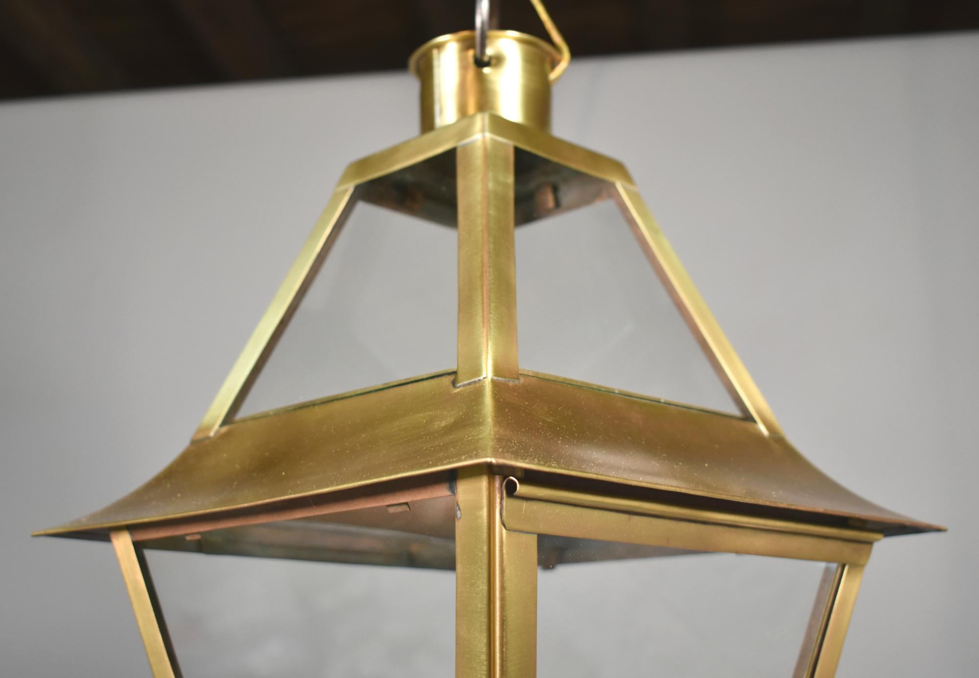French Interior Brass Lantern Mansard Style For Sale 6
