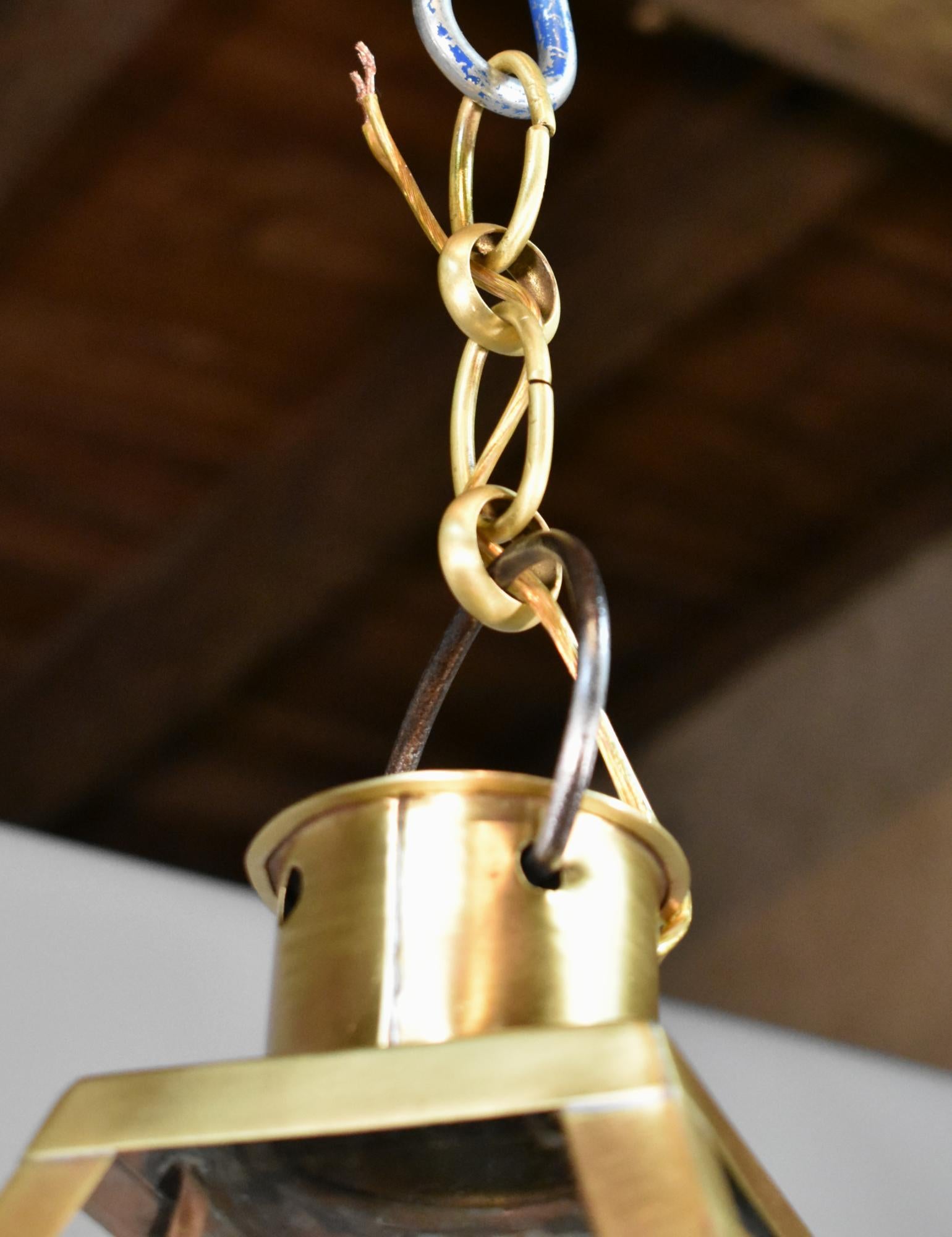 French Interior Brass Lantern Mansard Style For Sale 7