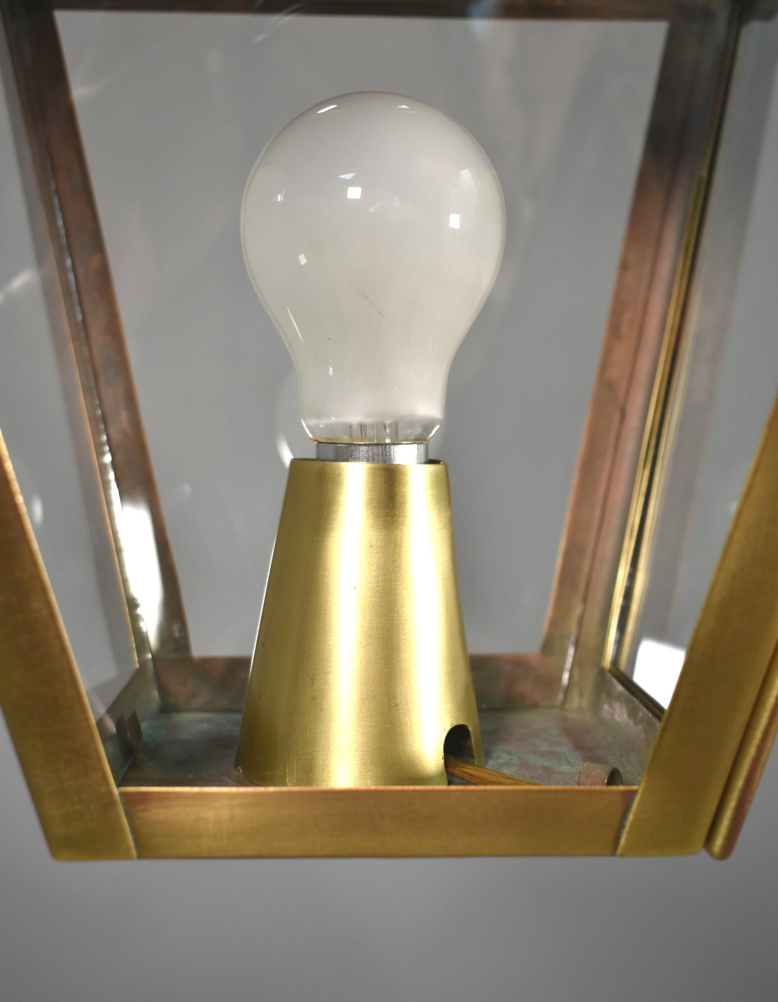 French Interior Brass Lantern Mansard Style For Sale 8