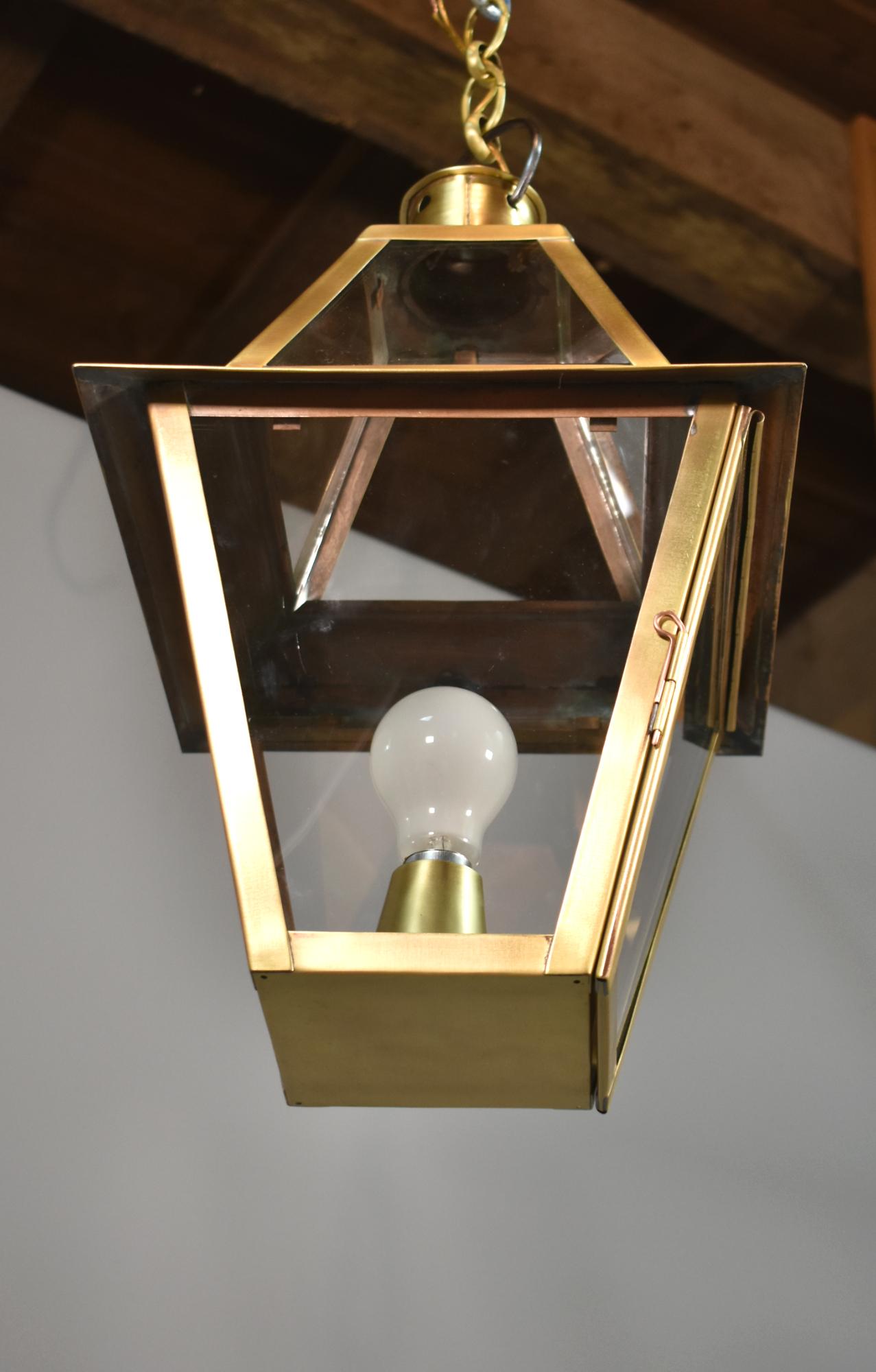 French Interior Brass Lantern Mansard Style For Sale 9