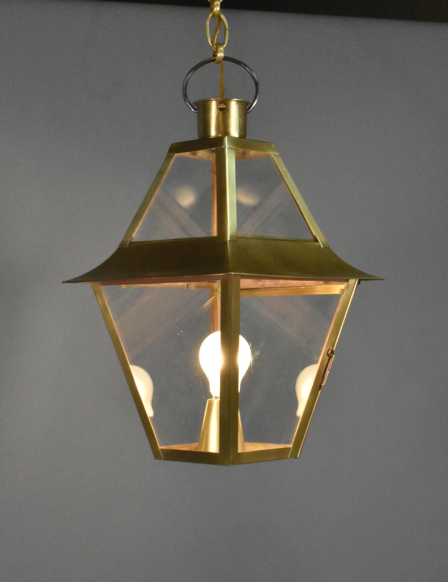 19th Century French Interior Brass Lantern Mansard Style For Sale