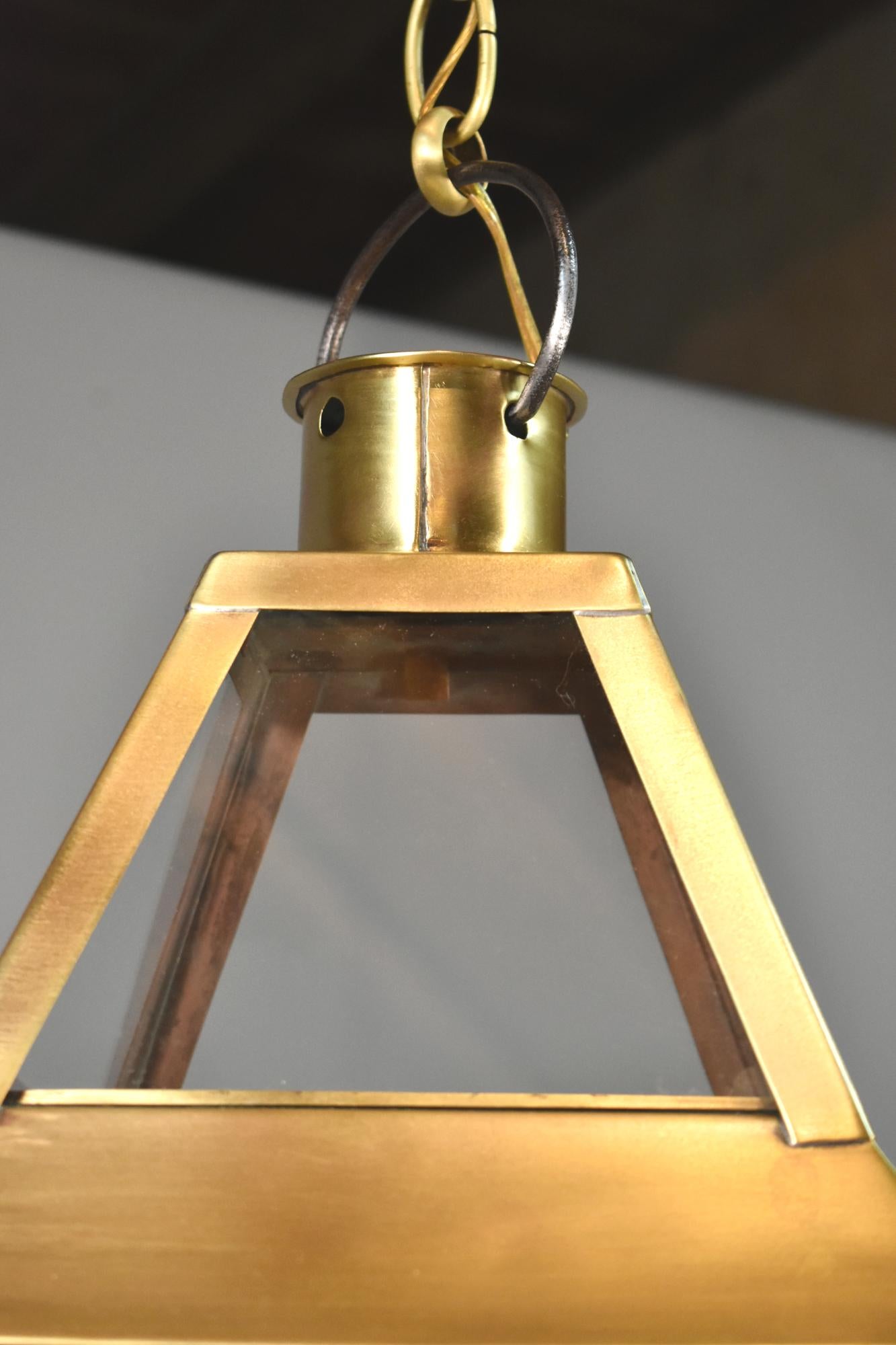 French Interior Brass Lantern Mansard Style For Sale 1