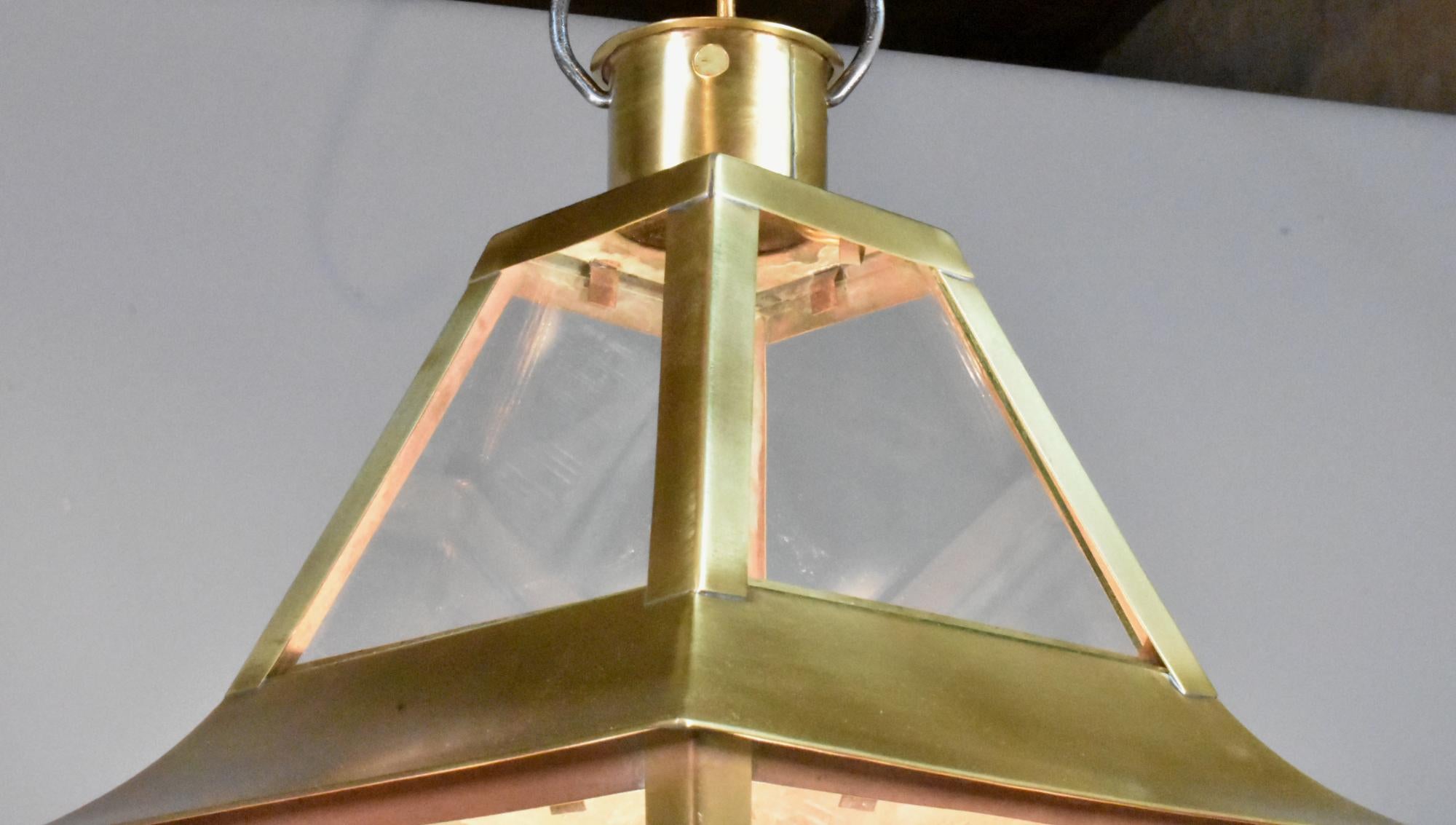 French Interior Brass Lantern Mansard Style For Sale 2