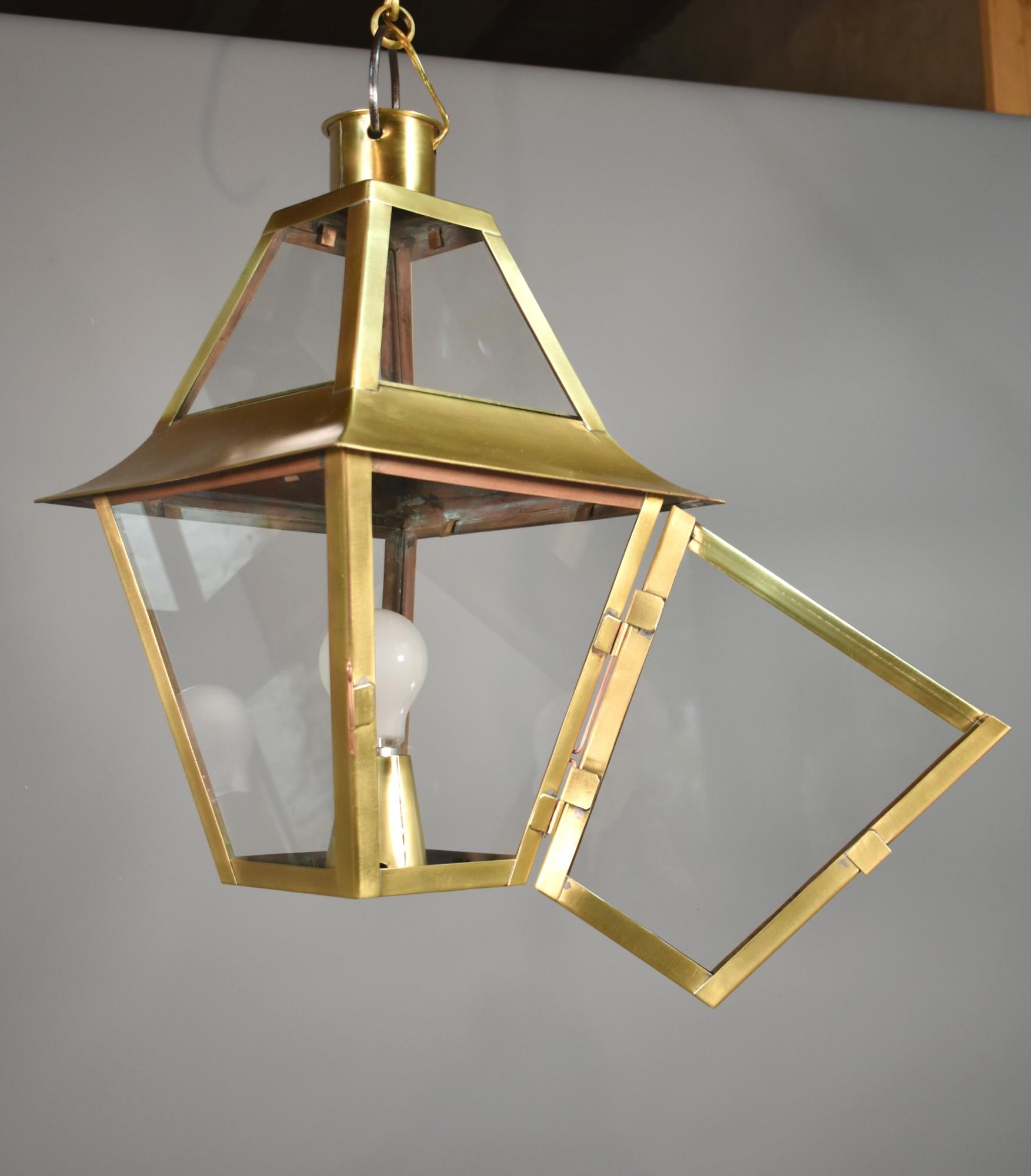 French Interior Brass Lantern Mansard Style For Sale 3