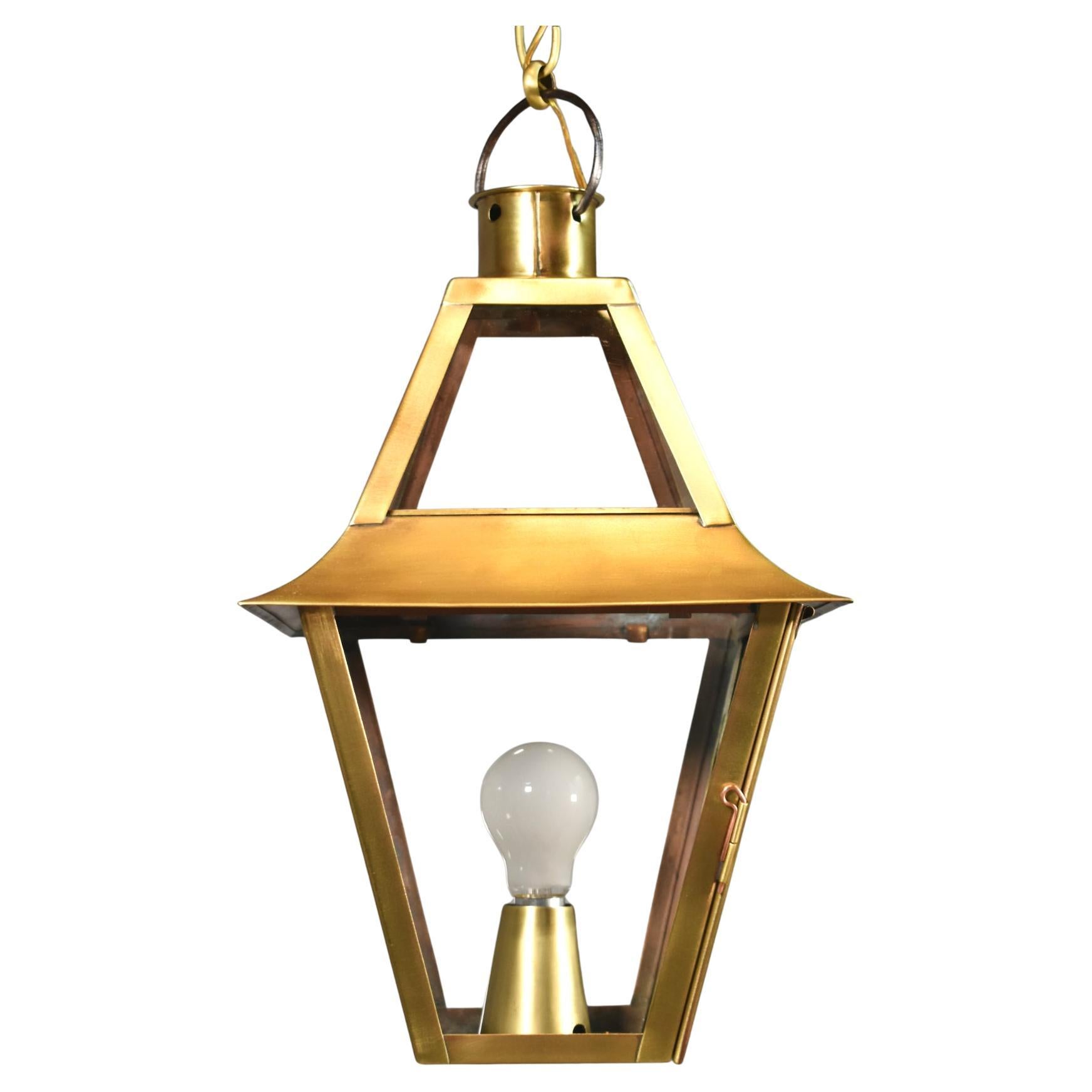 French Interior Brass Lantern Mansard Style For Sale