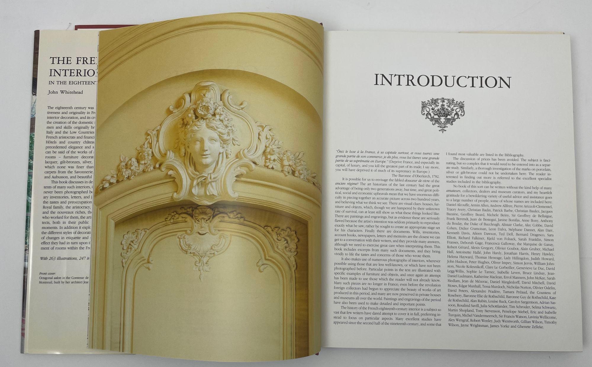 Contemporary French Interiors of the Eighteenth Century Hardcover by John Whitehead For Sale