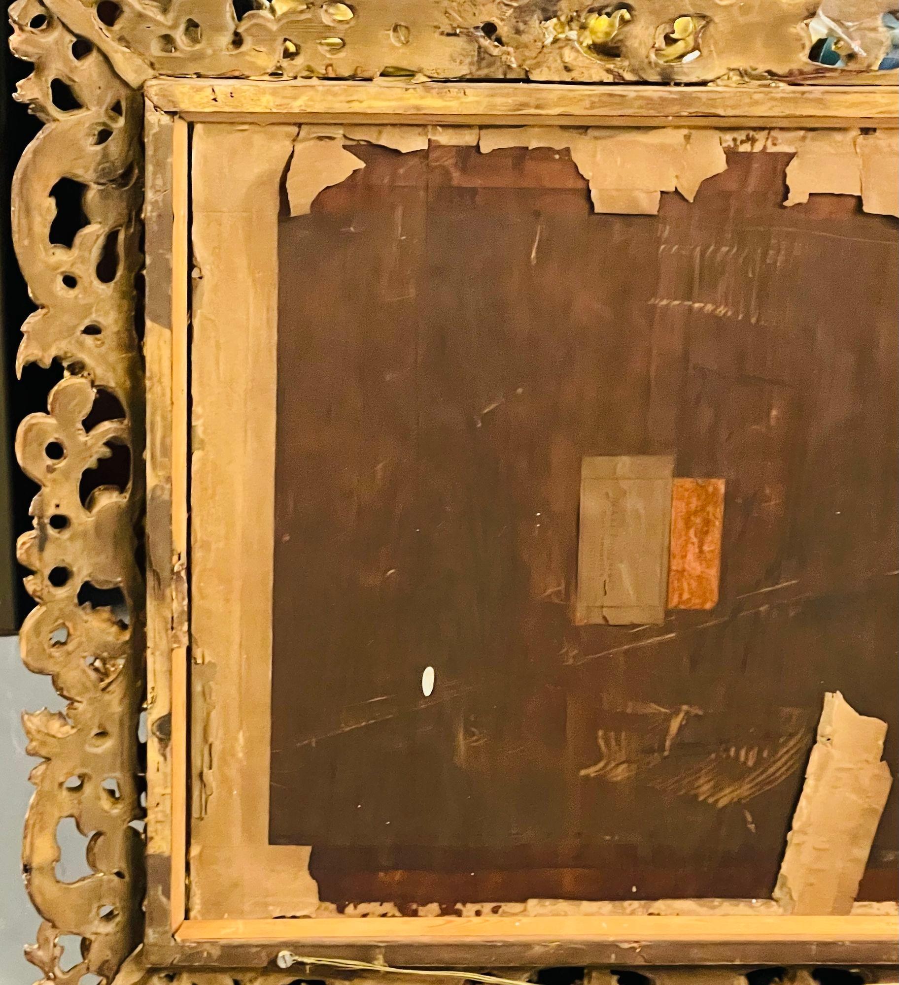 Miroir mural / console / miroir d'embarcadère carré, en bois doré, en vente 1