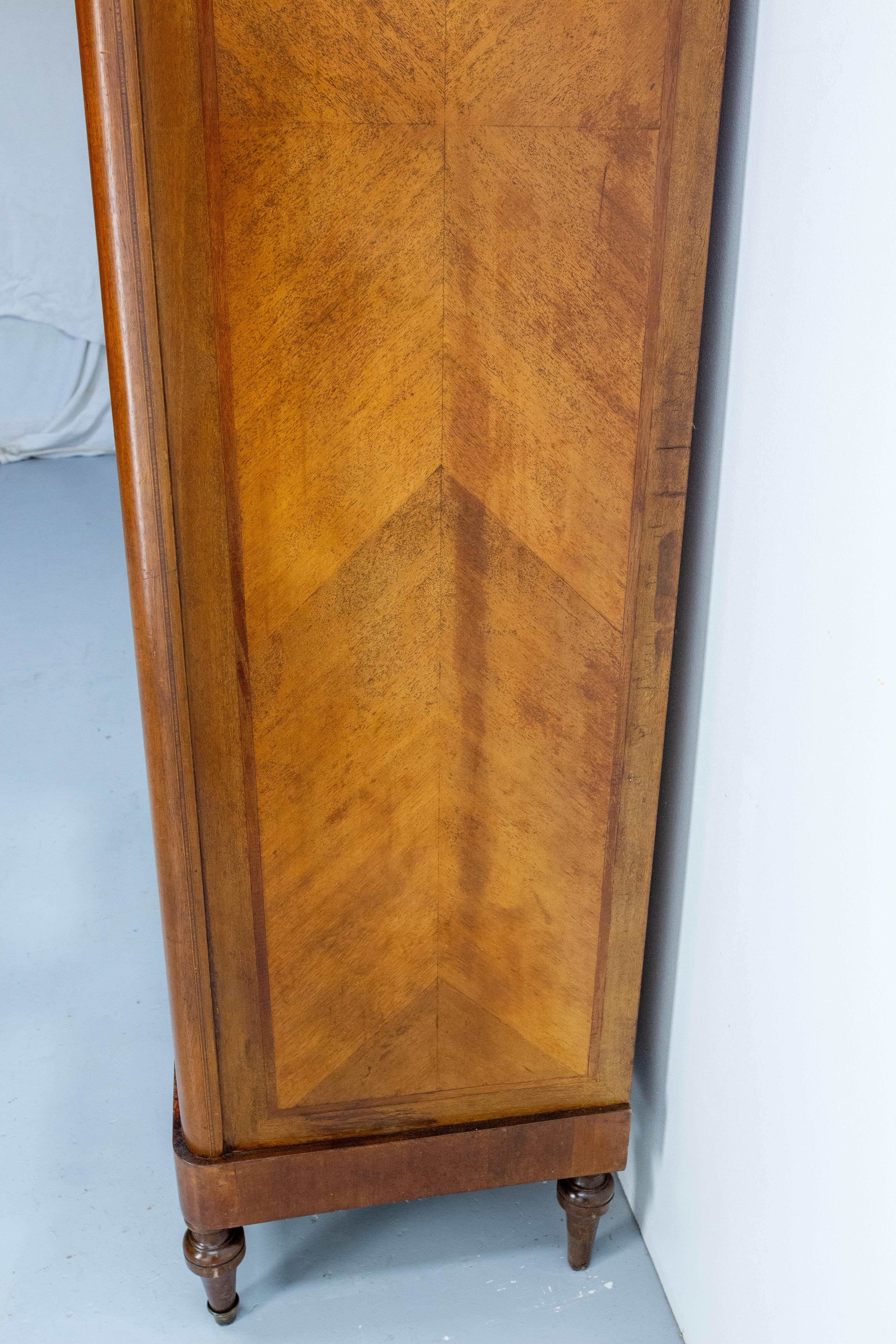 20th Century French Iroko & Brass Armoire Beveled Mirrors in the Louis 16 Revival Style, 1900 For Sale
