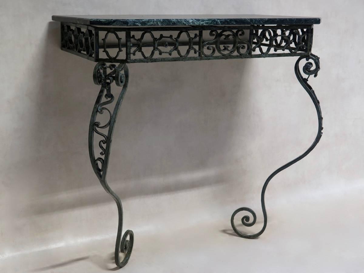 French Iron and Marble Console Table, circa 1850s In Good Condition In Isle Sur La Sorgue, Vaucluse
