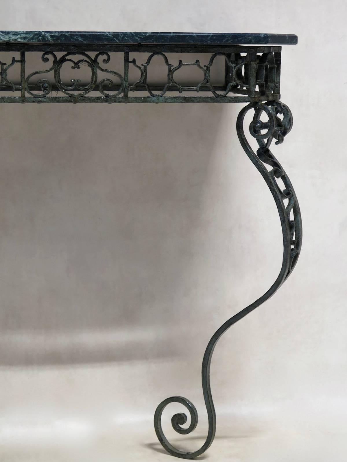 Wrought Iron French Iron and Marble Console Table, circa 1850s