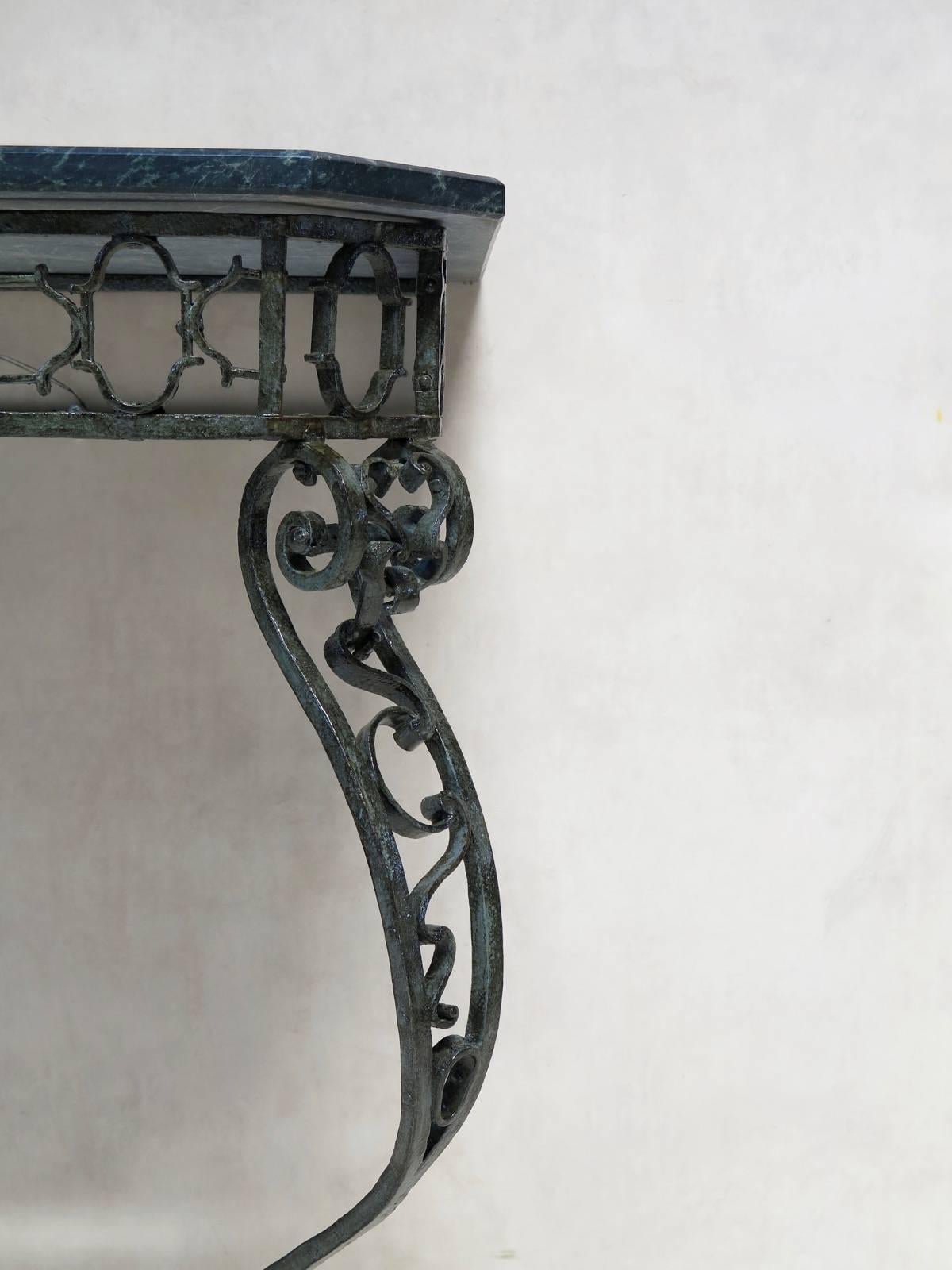 French Iron and Marble Console Table, circa 1850s 1