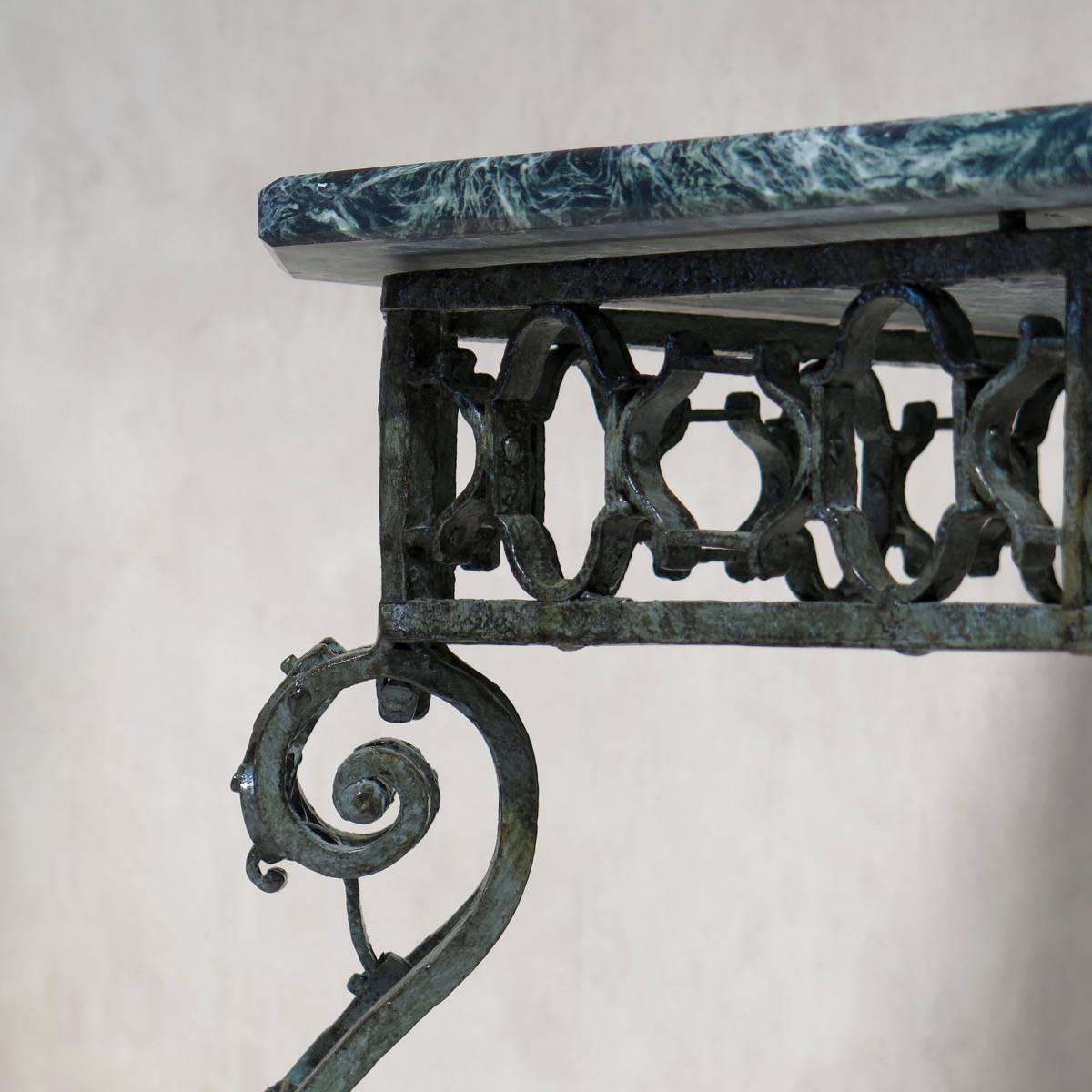 French Iron and Marble Console Table, circa 1850s 4