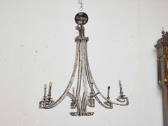 Lustre à six lumières en fer et perles, 19e siècle