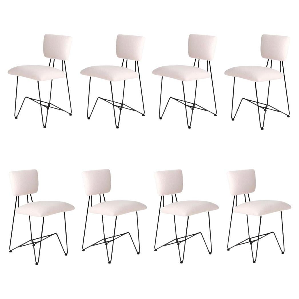 California NapaStyle Iron and Leather Curule Form Dining Chairs at