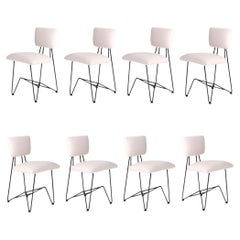 French Style Iron and Boucle Dining Chairs, 1950