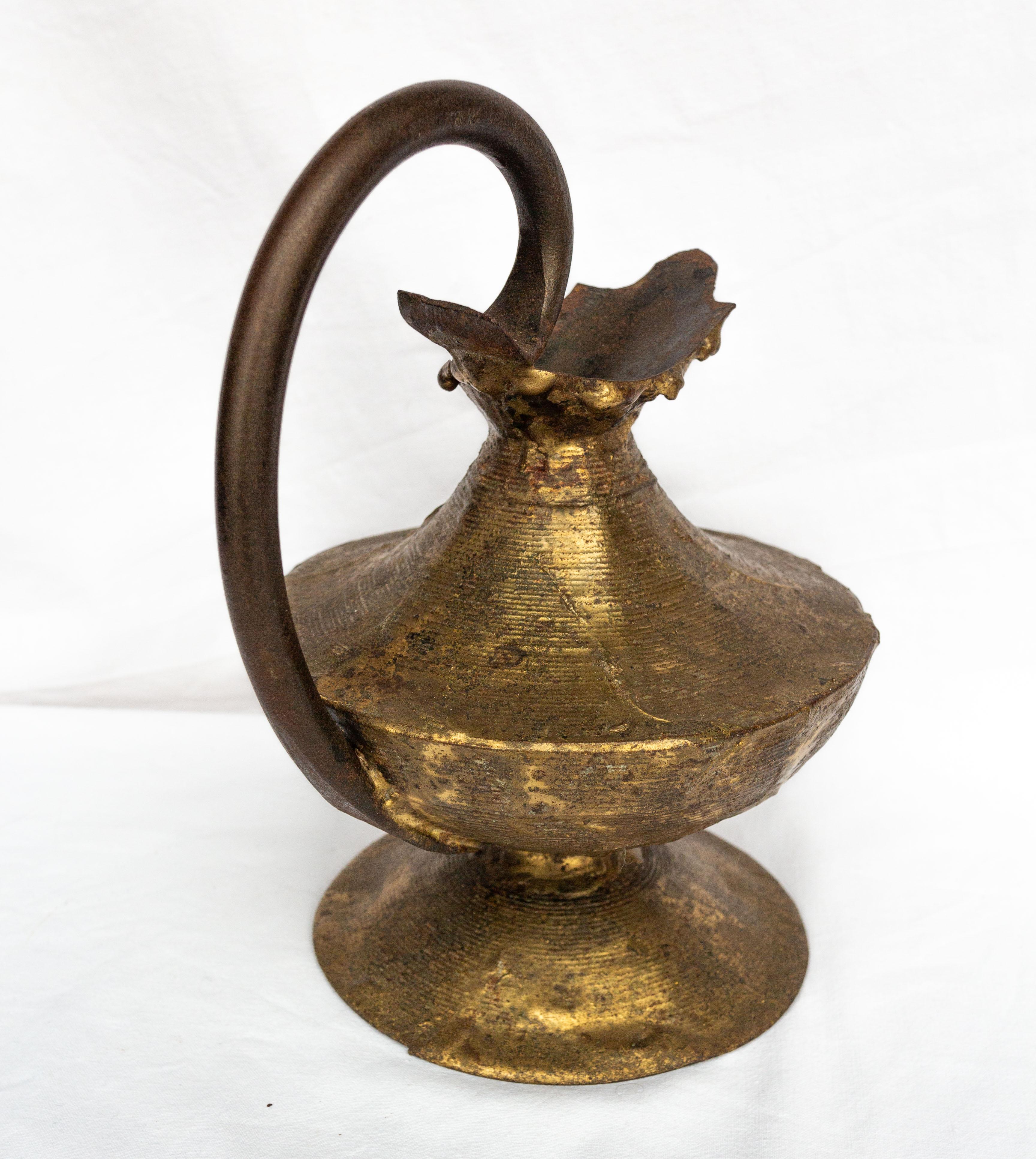 French Iron and Brass Pitcher Brutalist Style, Midcentury For Sale 1