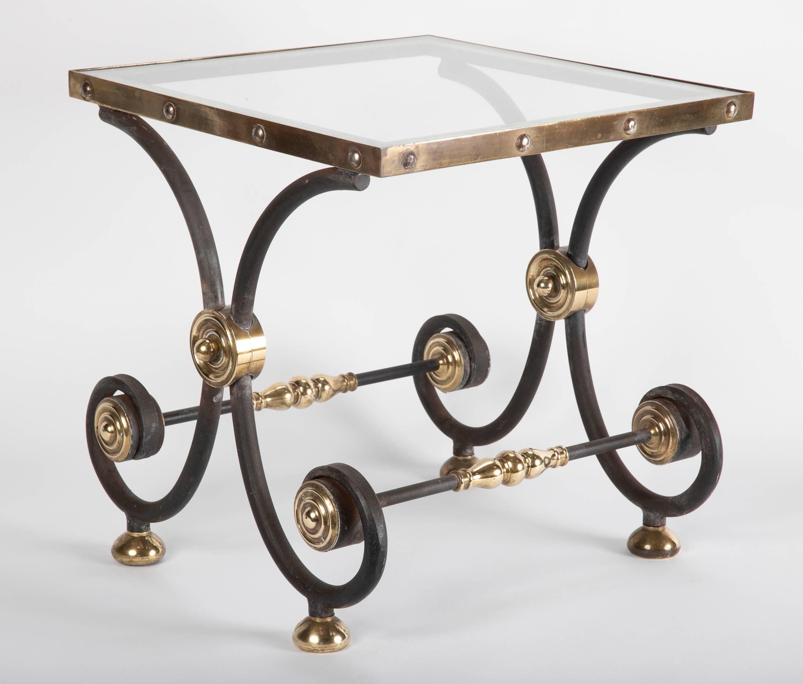 French Iron and Brass Side Table 7