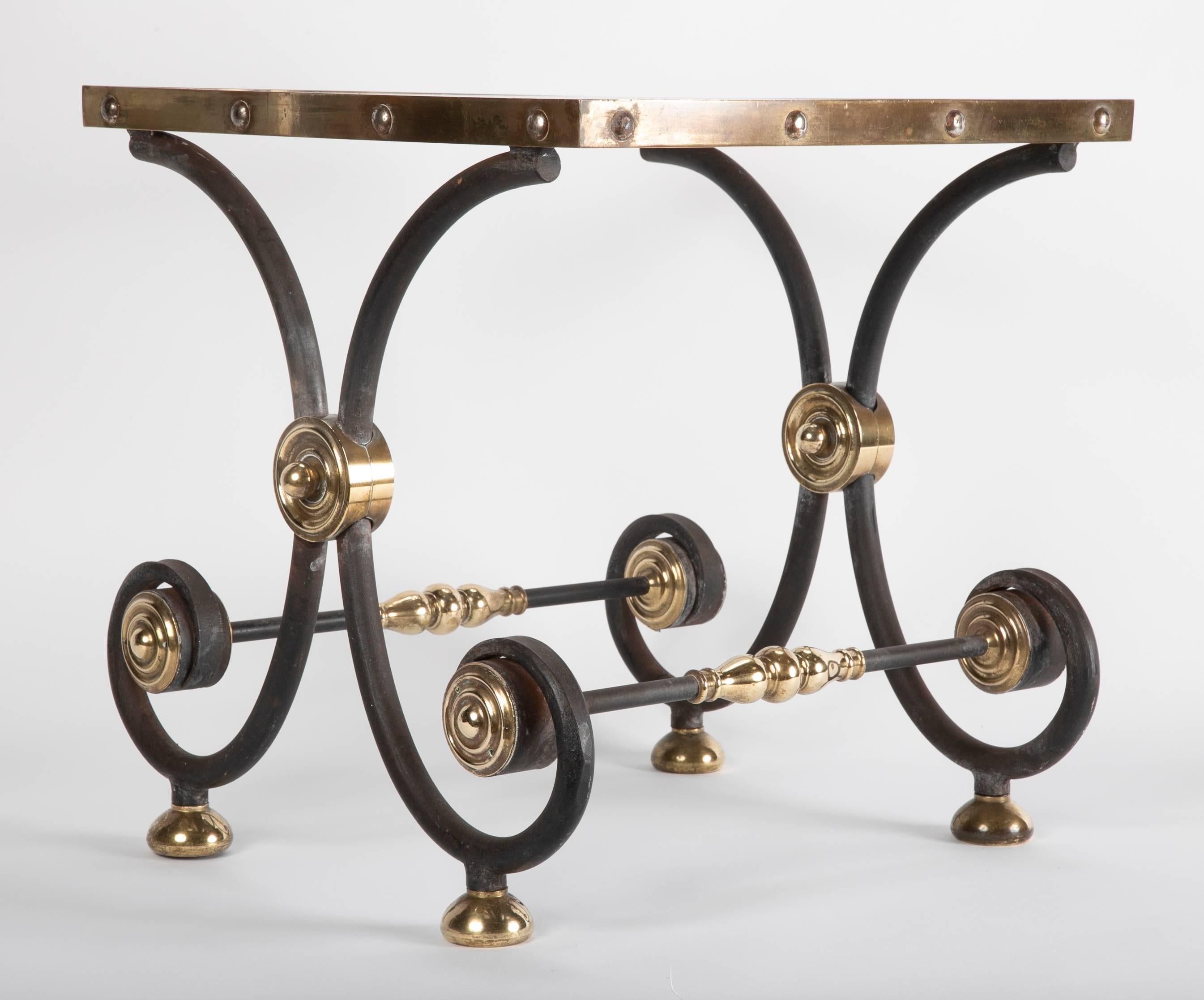 French Iron and Brass Side Table 9