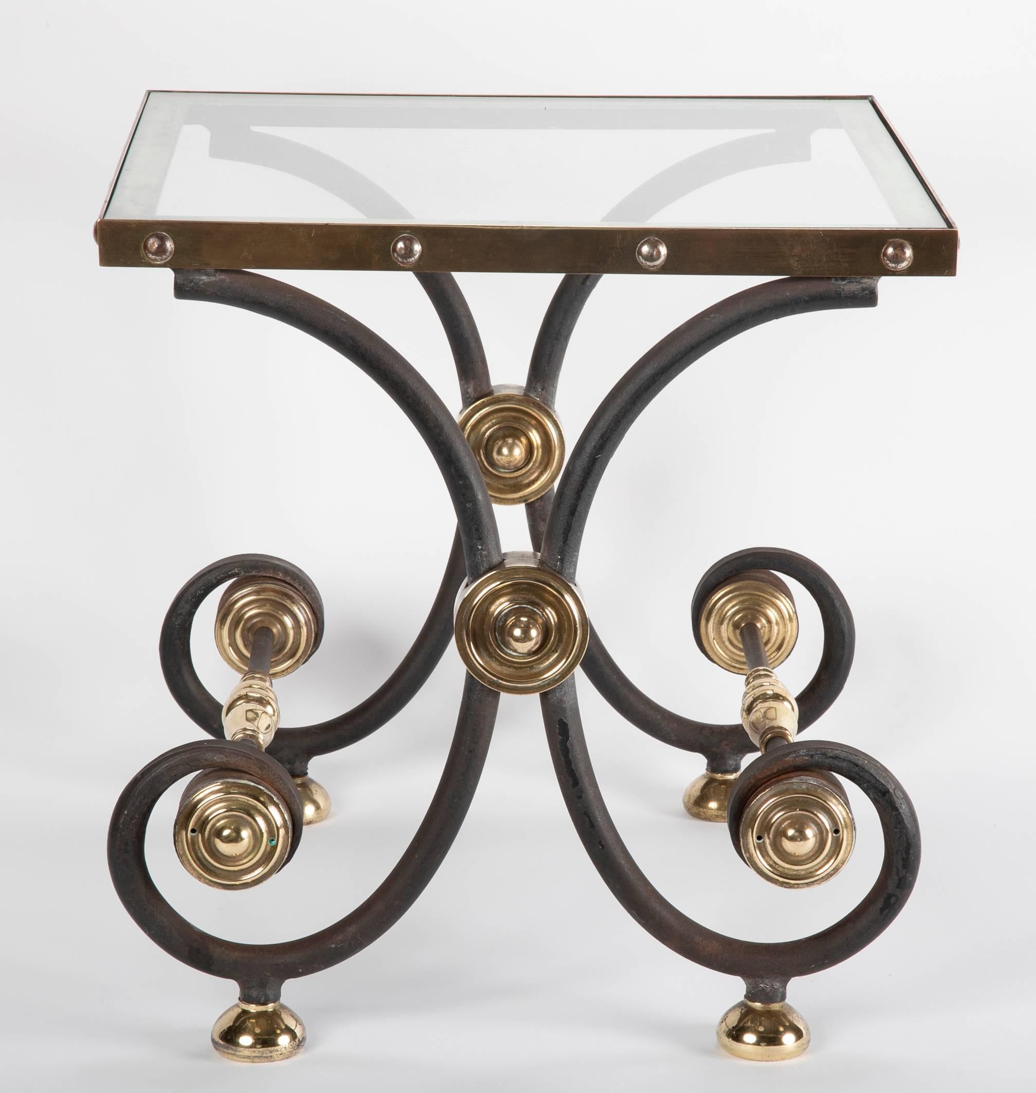French Iron and Brass Side Table 10