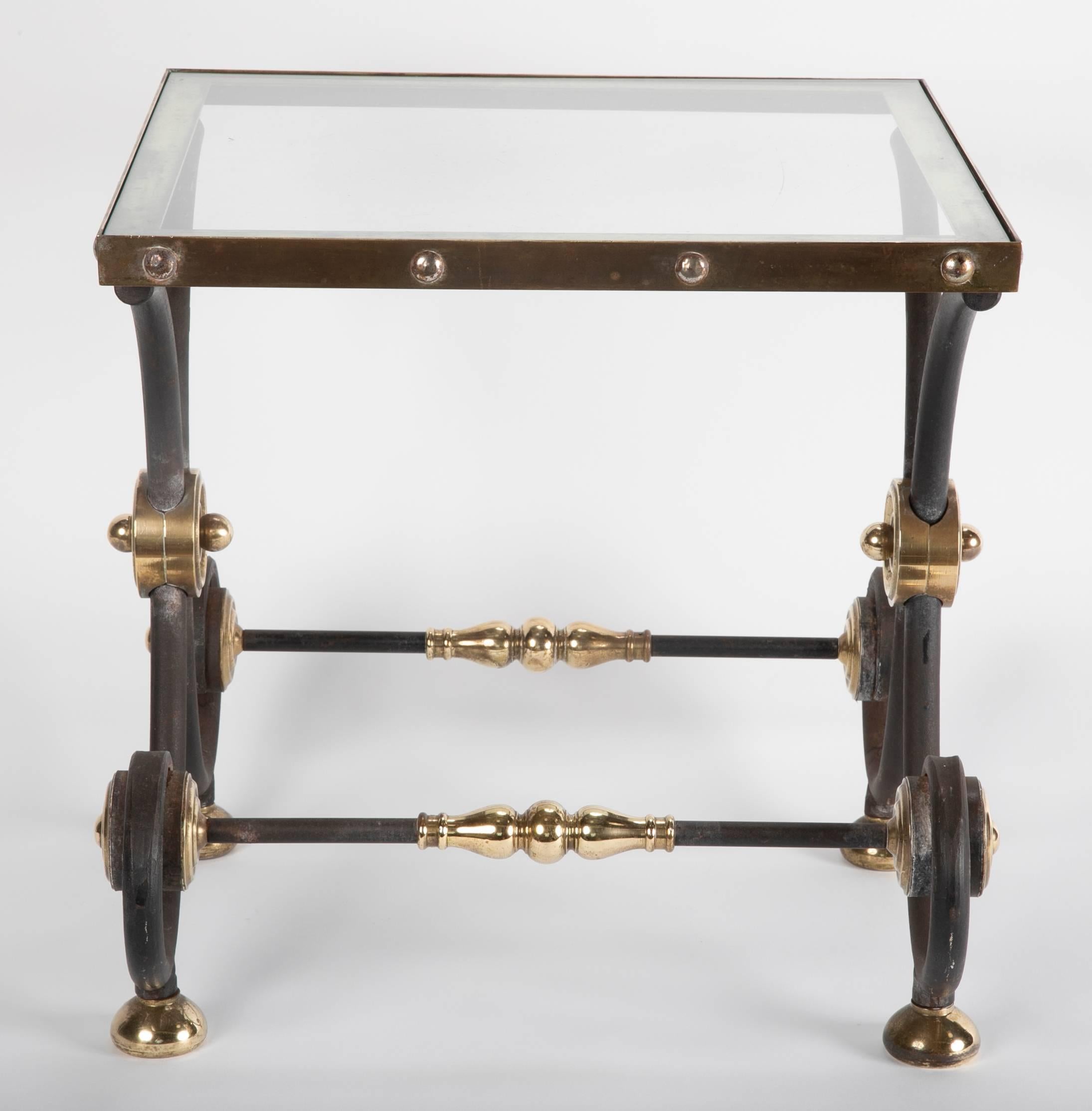 19th Century French Iron and Brass Side Table