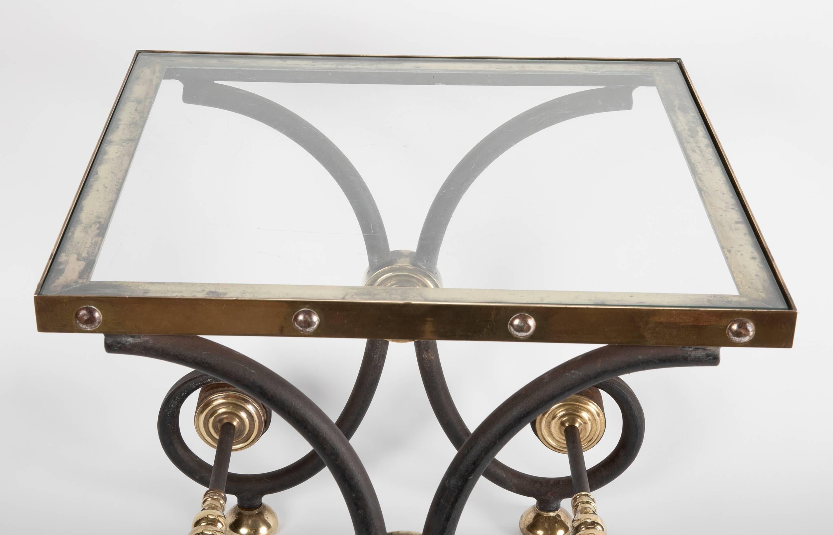 French Iron and Brass Side Table 1