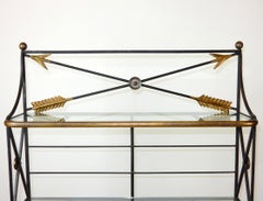 French Iron and Bronze Bakers Rack Shelf with Arrows Motif