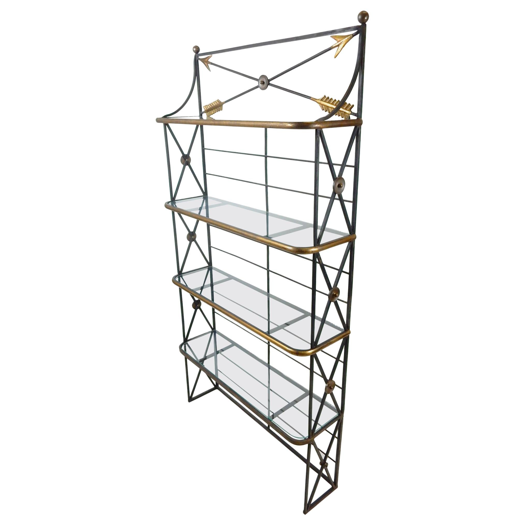 French Iron and Bronze Bakers Rack Shelf with Arrows Motif at 1stDibs