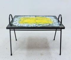 French Iron and Ceramic Coffee Table or Serving Table, circa 1960
