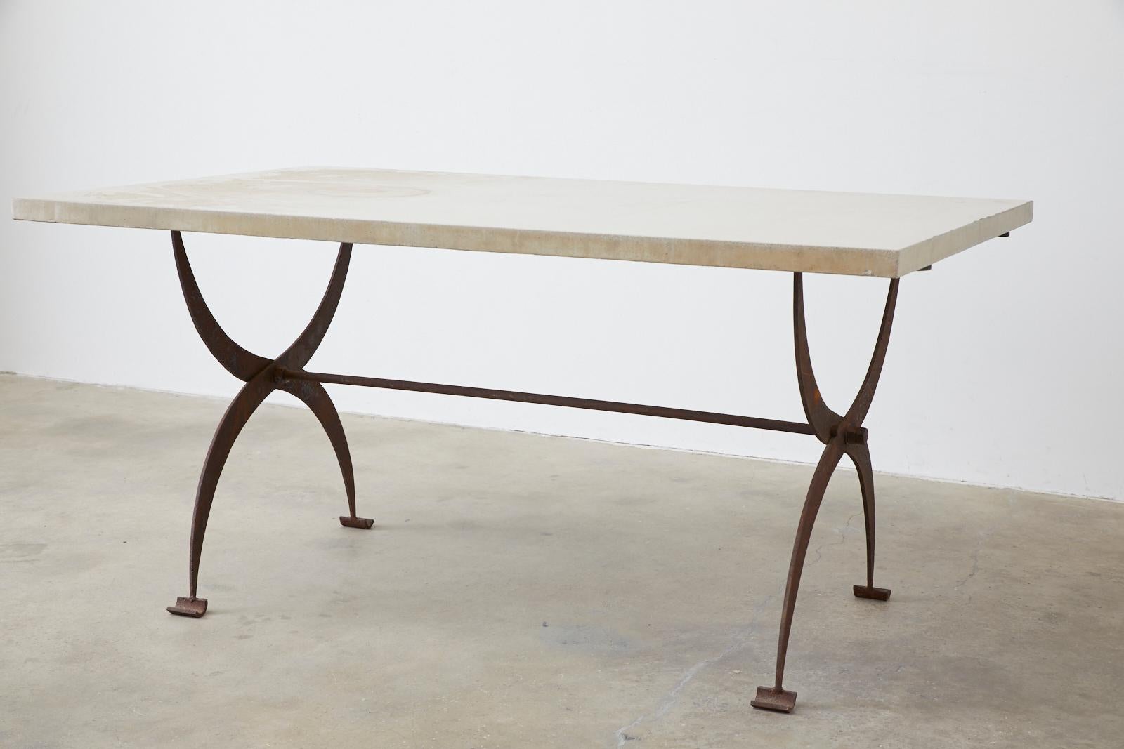 French Iron and Concrete Pastry Dining Table 6