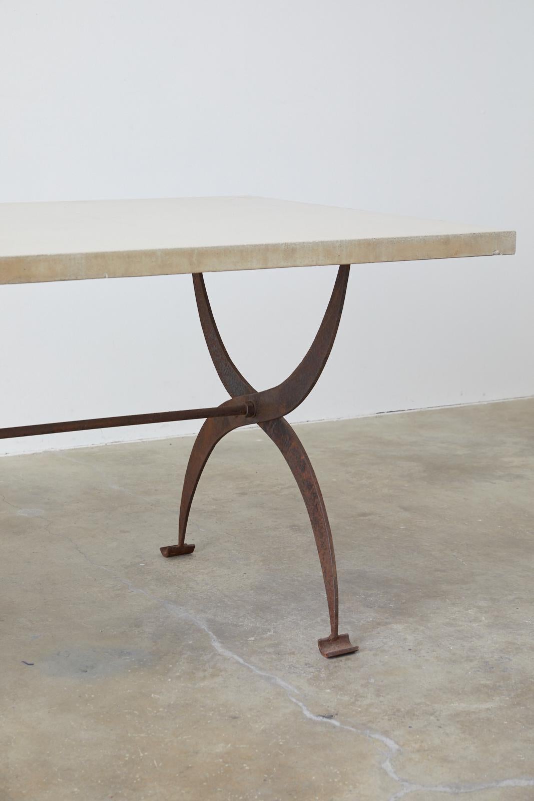 French Iron and Concrete Pastry Dining Table 10