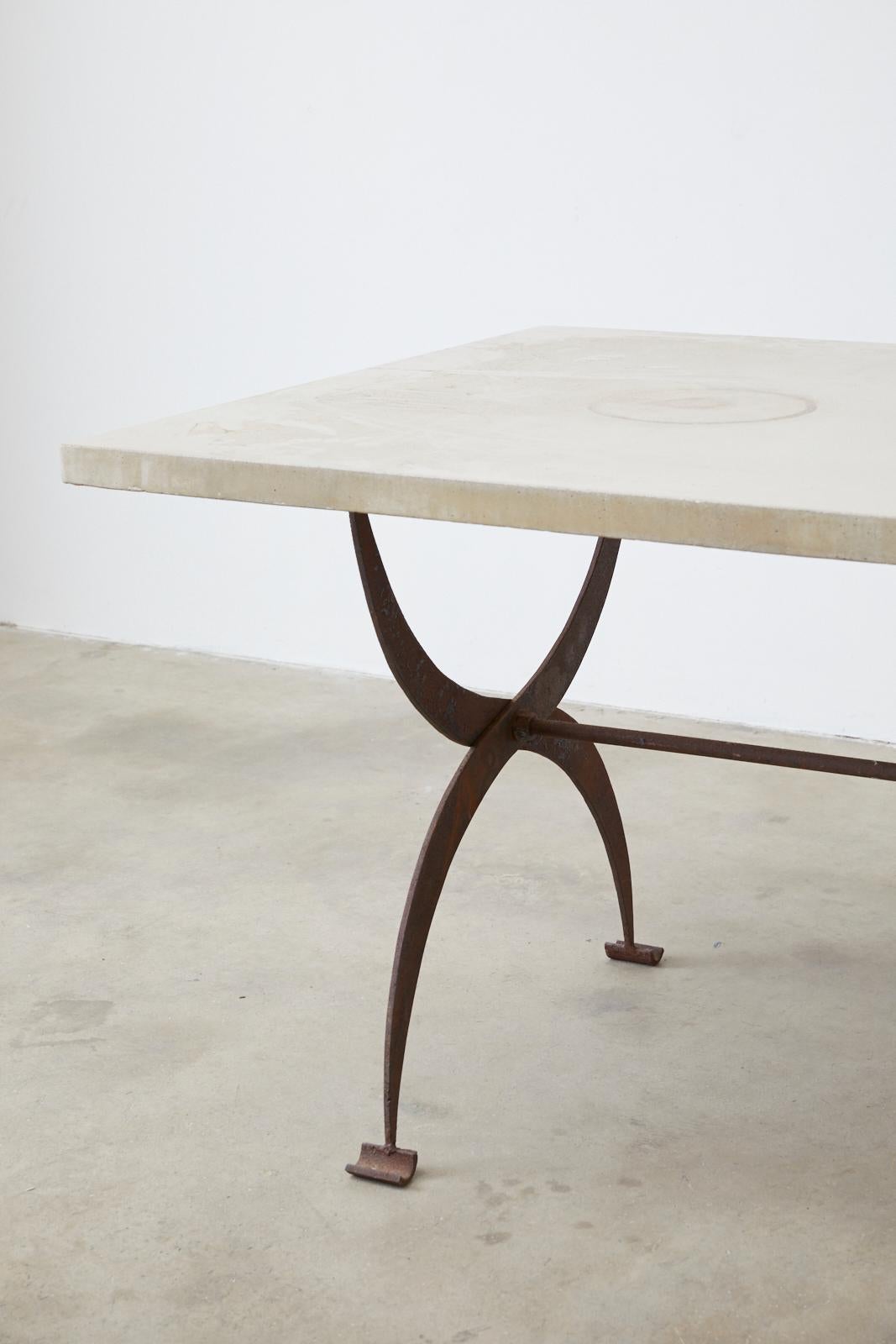 Industrial French Iron and Concrete Pastry Dining Table