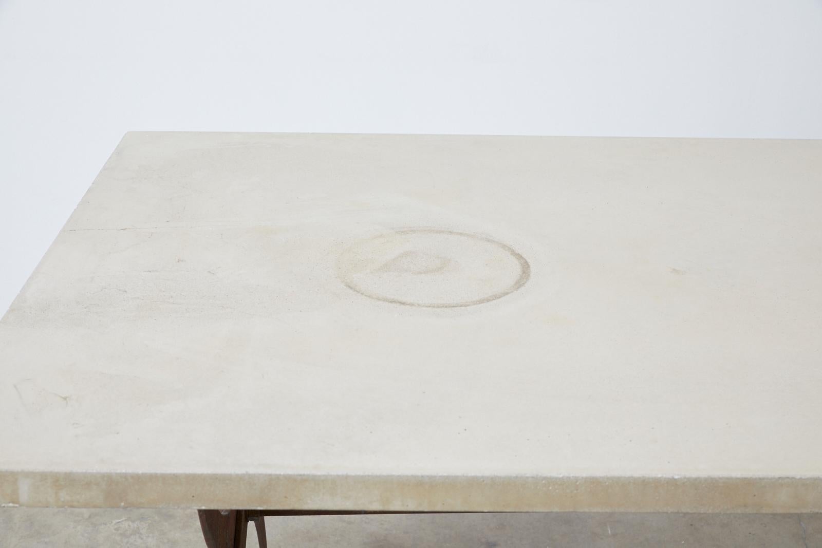 Hand-Crafted French Iron and Concrete Pastry Dining Table