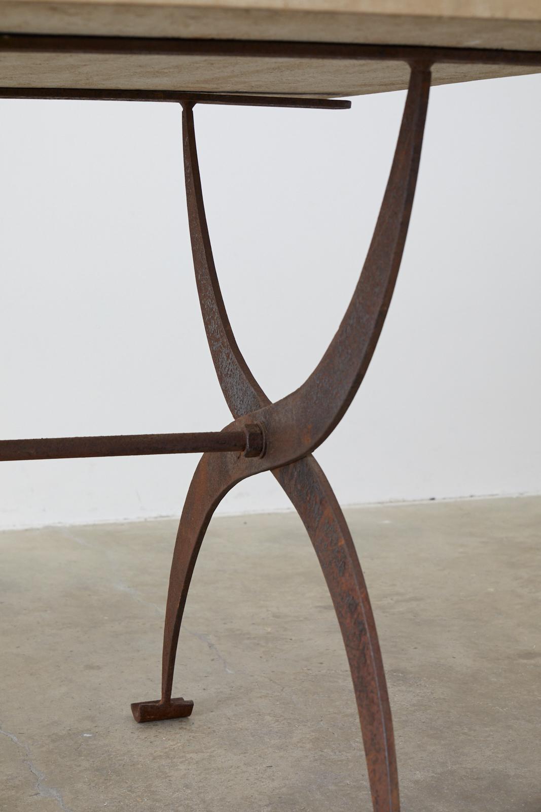 French Iron and Concrete Pastry Dining Table In Distressed Condition In Rio Vista, CA
