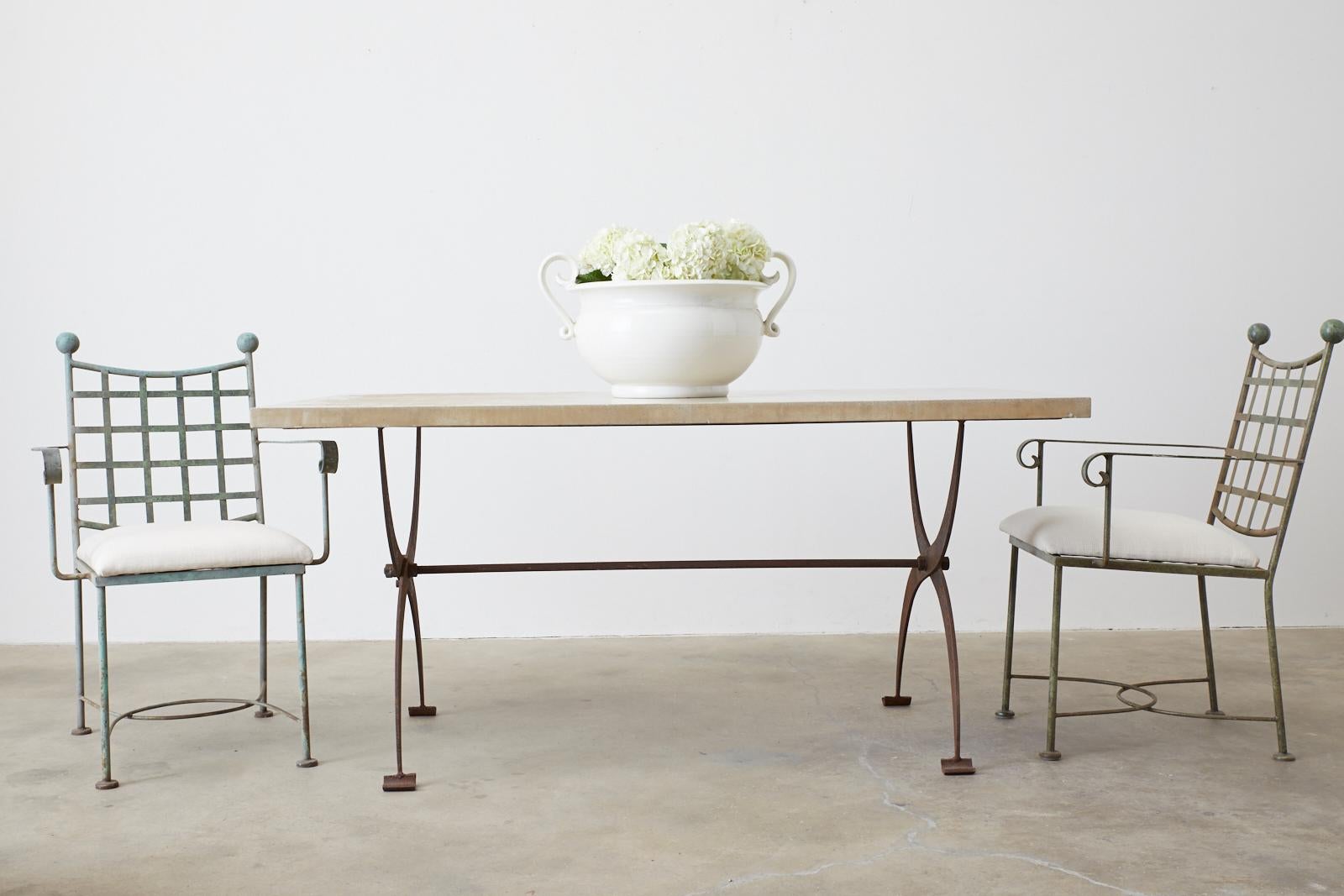 French Iron and Concrete Pastry Dining Table 1