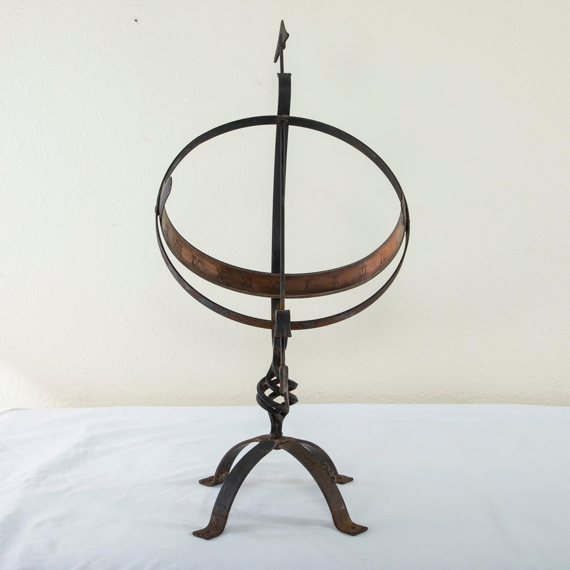 French Iron and Copper Armillary Sphere or Sundial circa 1900 In Good Condition In Fayetteville, AR