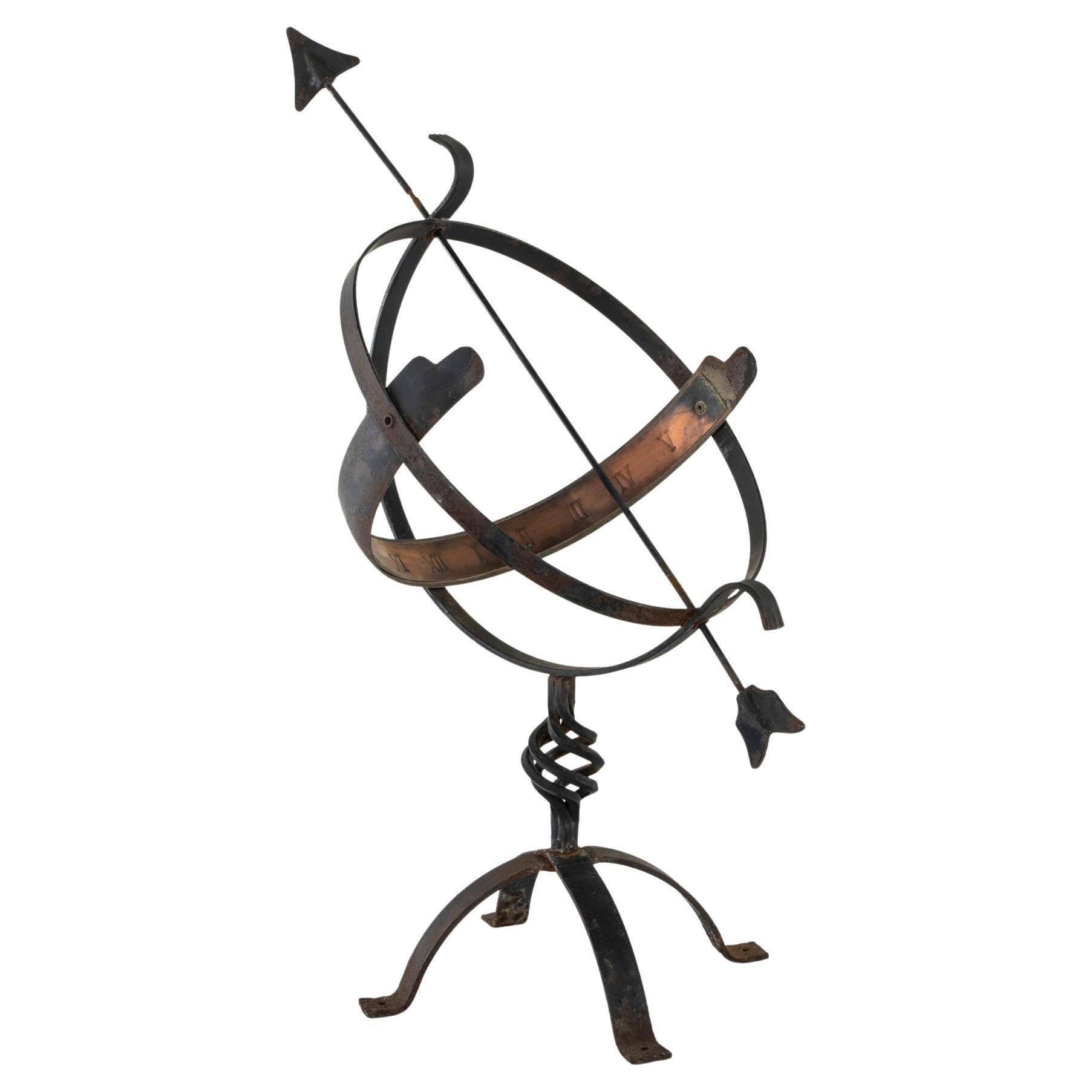 French Iron and Copper Armillary Sphere or Sundial circa 1900